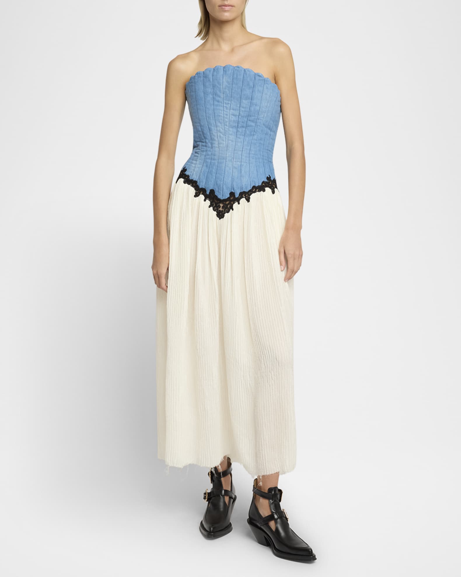 Gleen Strapless Denim Corset Maxi Dress 1