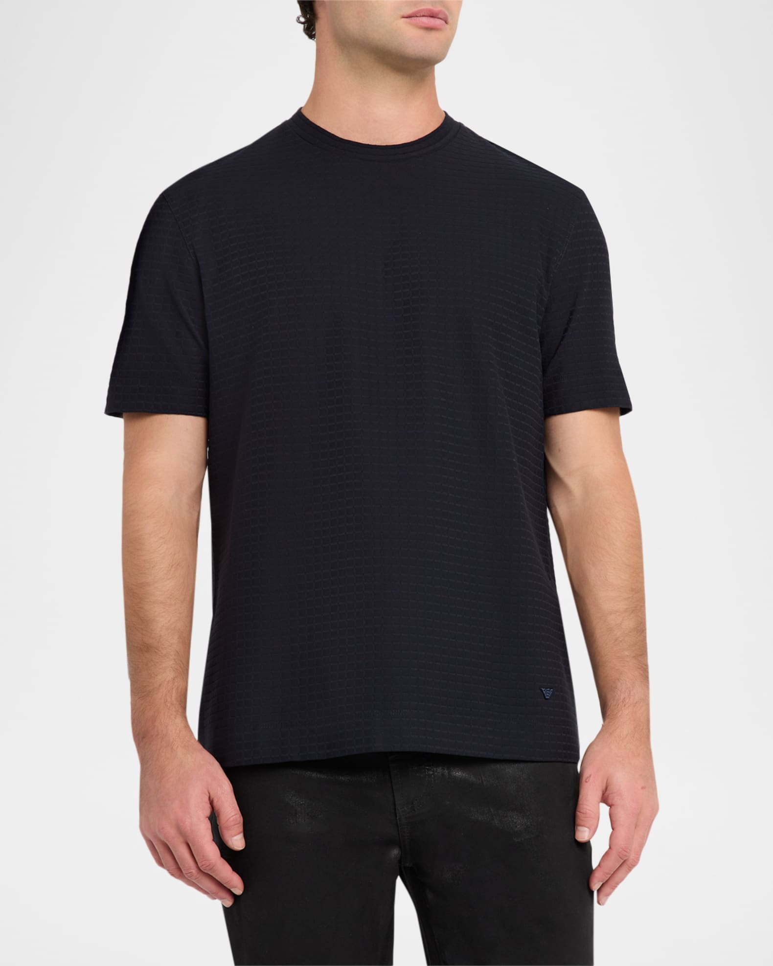 Emporio Armani Men's Tonal Basketweave Crewneck T-Shirt | Neiman