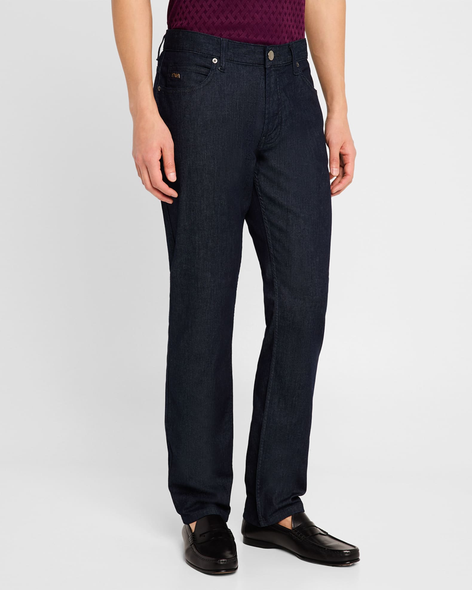 Emporio Armani Men's Dark-Wash Denim Five-Pocket Pants | Neiman Marcus