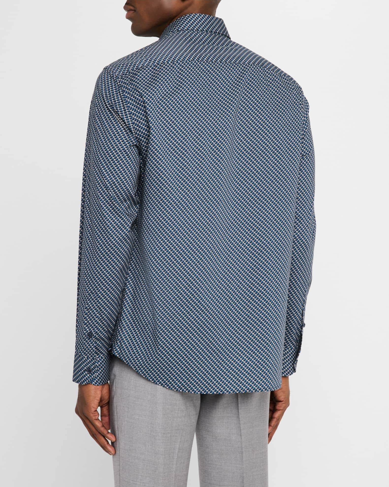 Emporio Armani Men's Stretch Poplin Geometric Sport Shirt