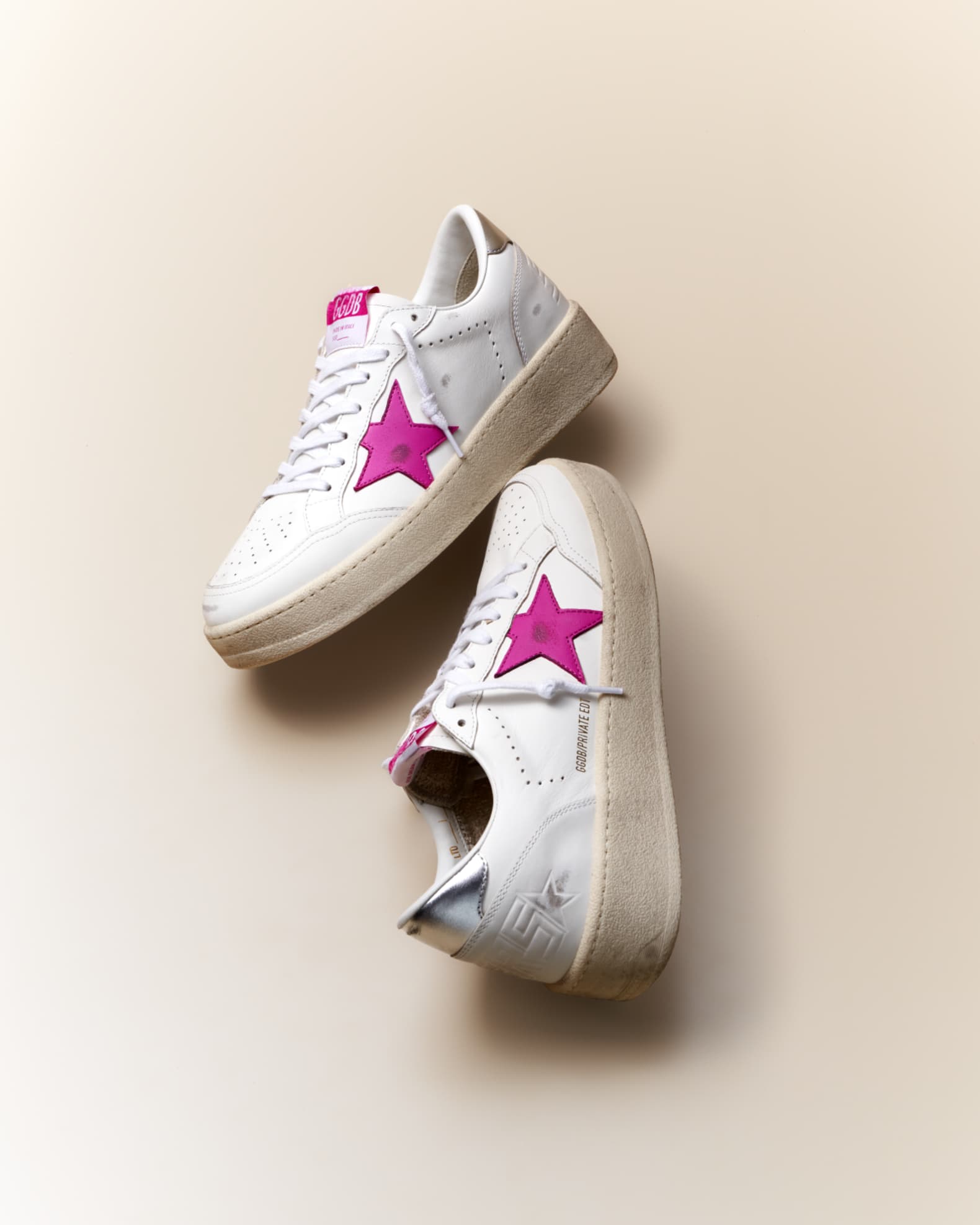 Golden Goose Ballstar Mixed Leather Low-Top Sneakers