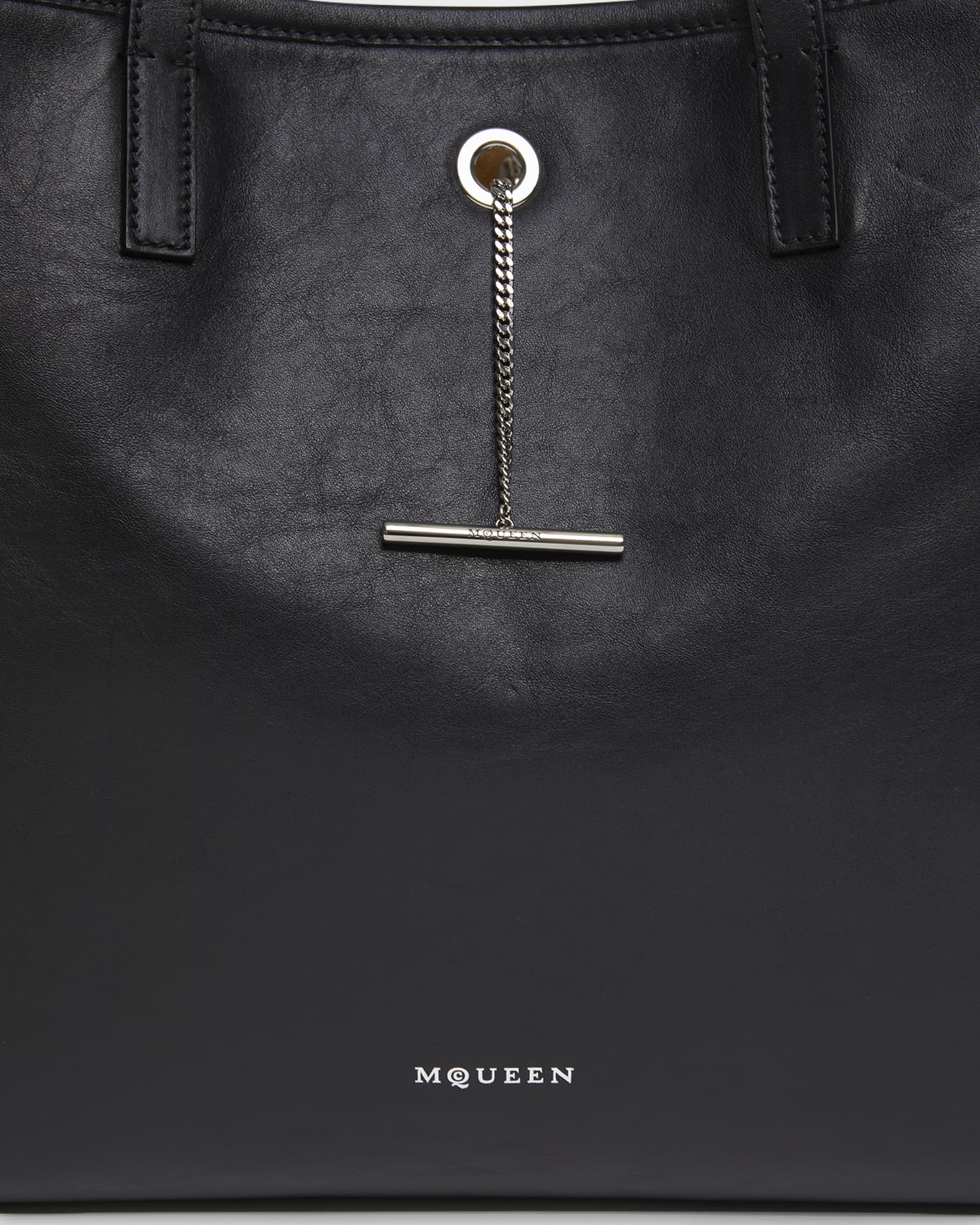 McQueen Men's T-Bar Pendant Leather Tote Bag | Neiman Marcus