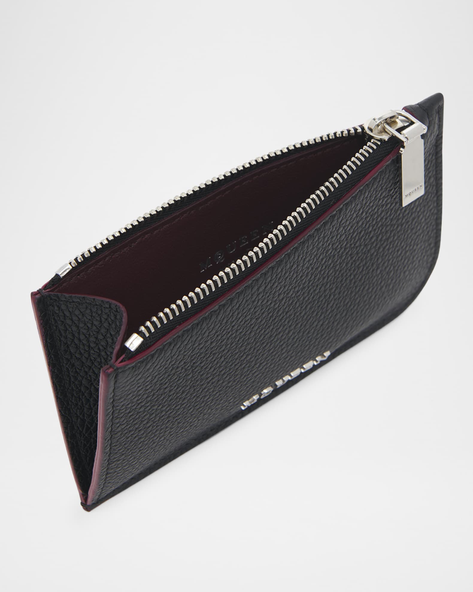 カードケース・名刺入れ alexander mcqueen ZIPPERED CARD HOLDER (836884 1MAAF1000) McQueen Men's Sling Zip Card Holder | Neiman Marcus
