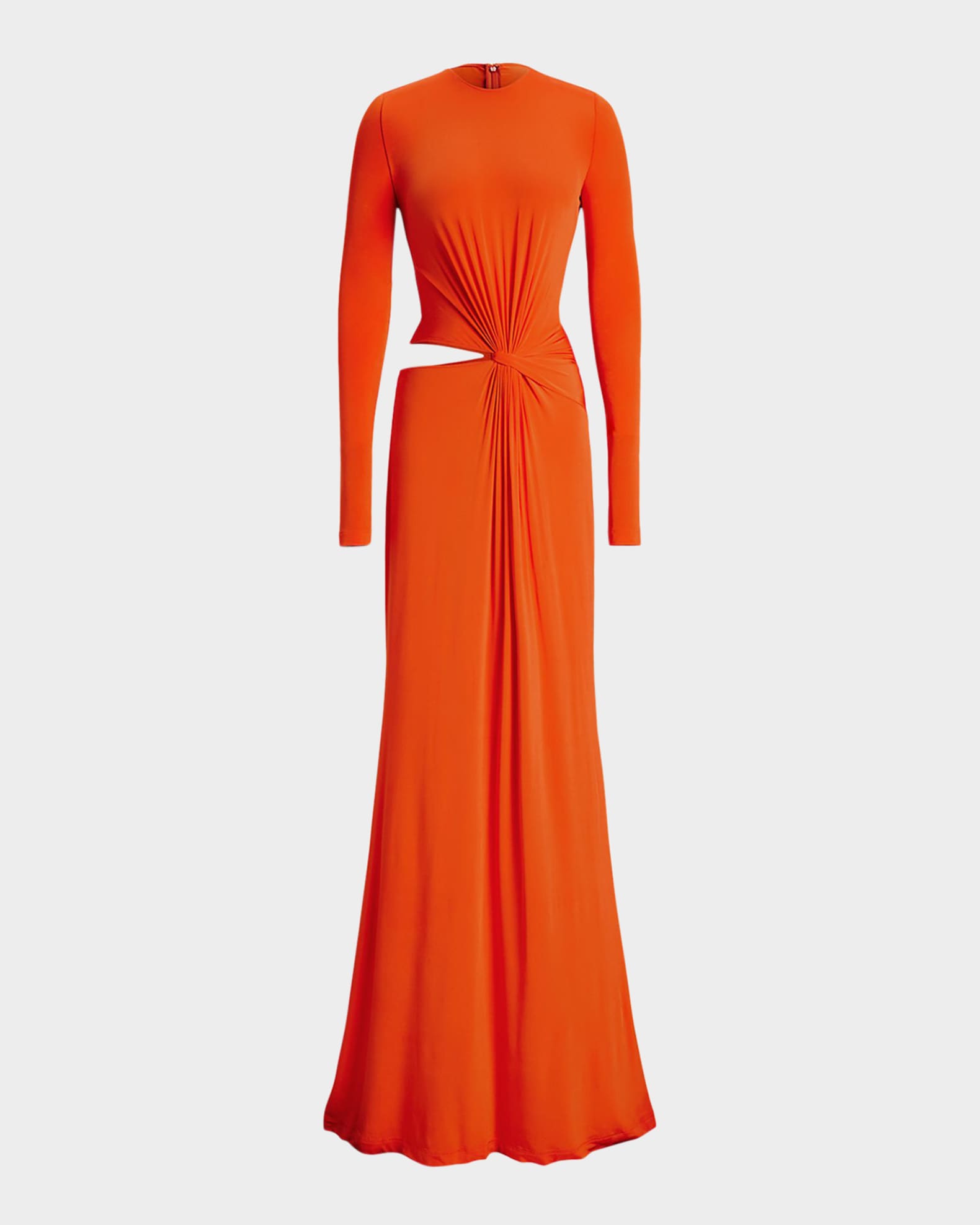 Twist Front Long Sleeve Evening Dress