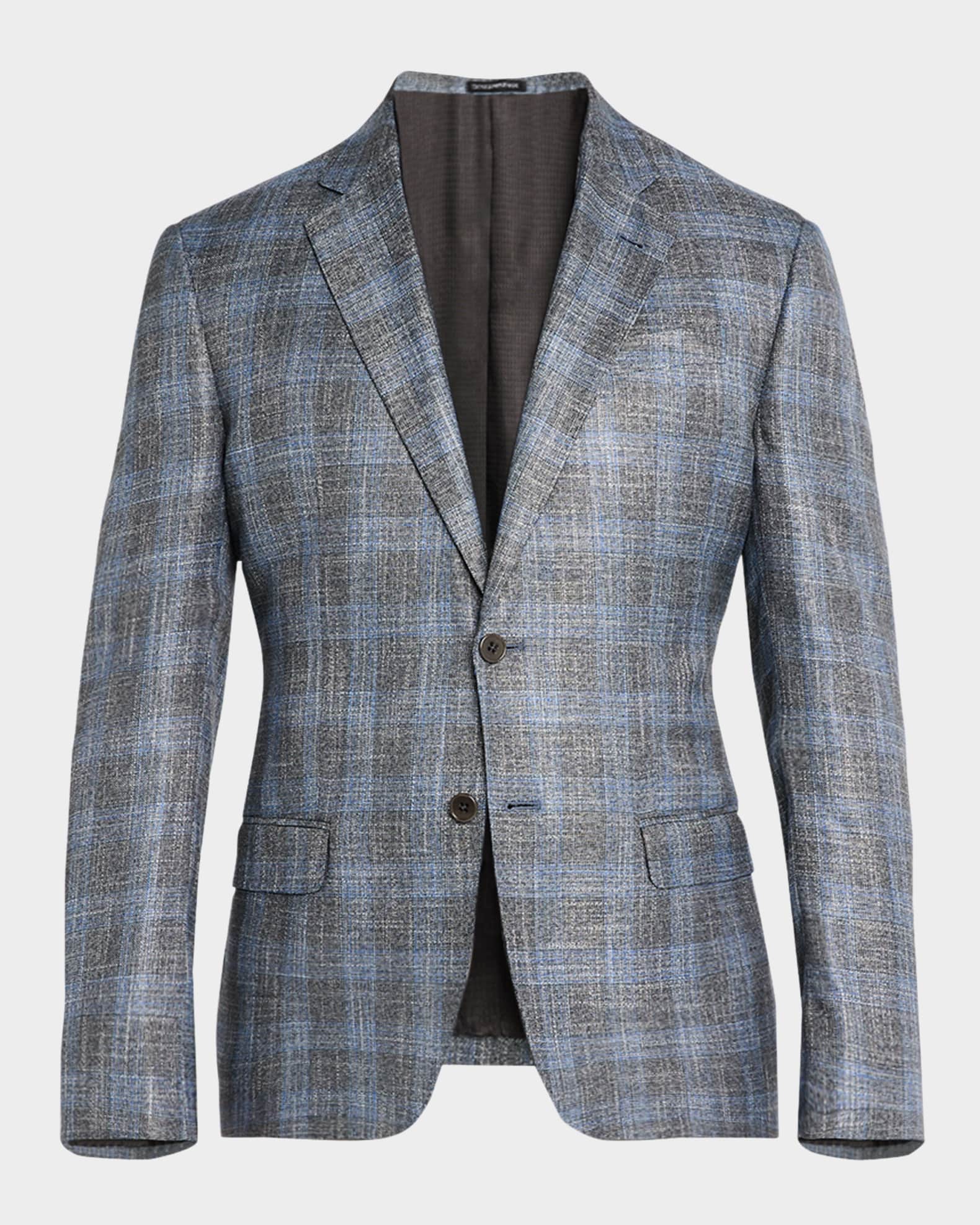 Men's Bamboo Textured Plaid Sport Coat 0