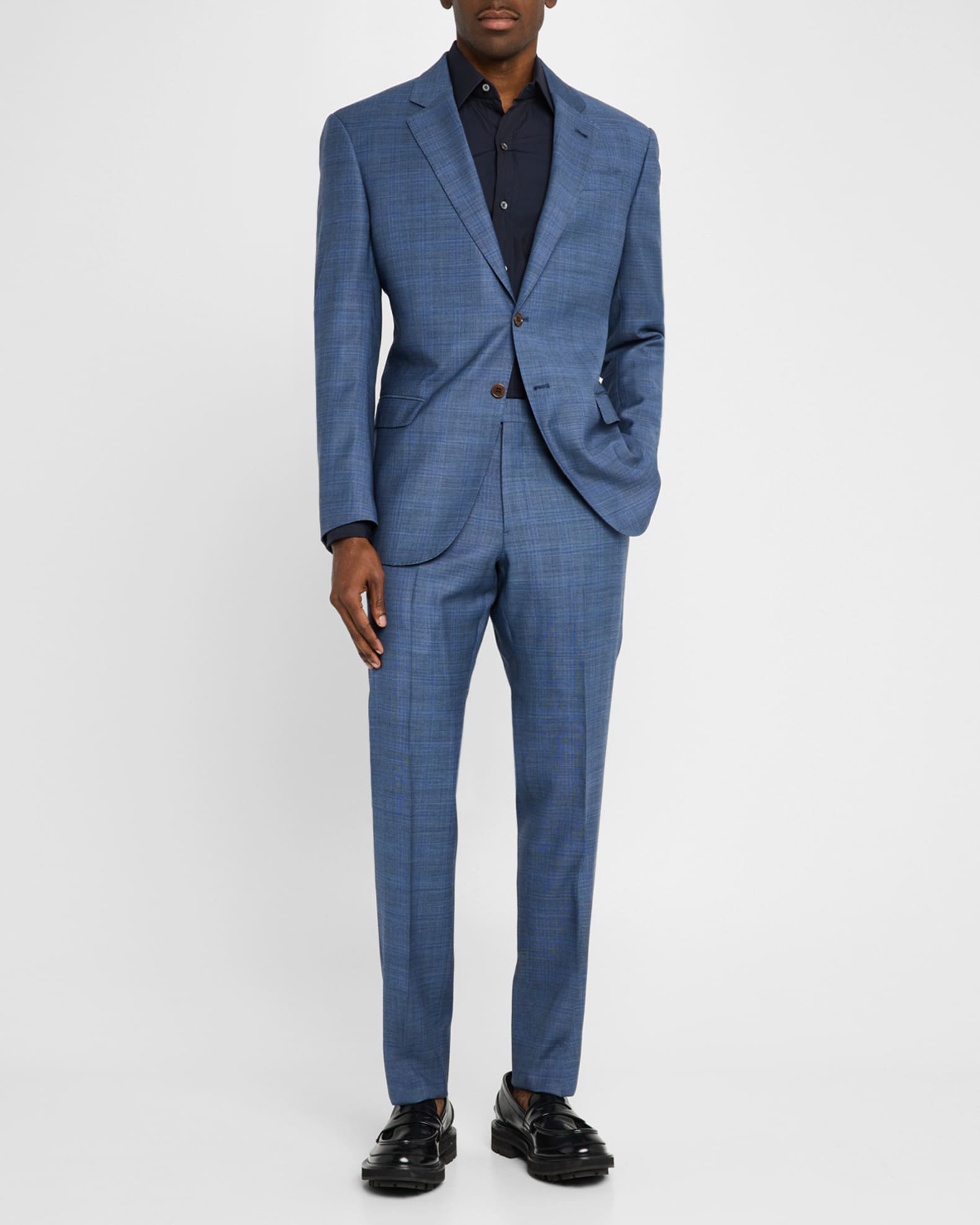 独特な 【送料無料】 Armani Emporio Men's Marcus Neiman | Suit Check Grid Subtle スーツ