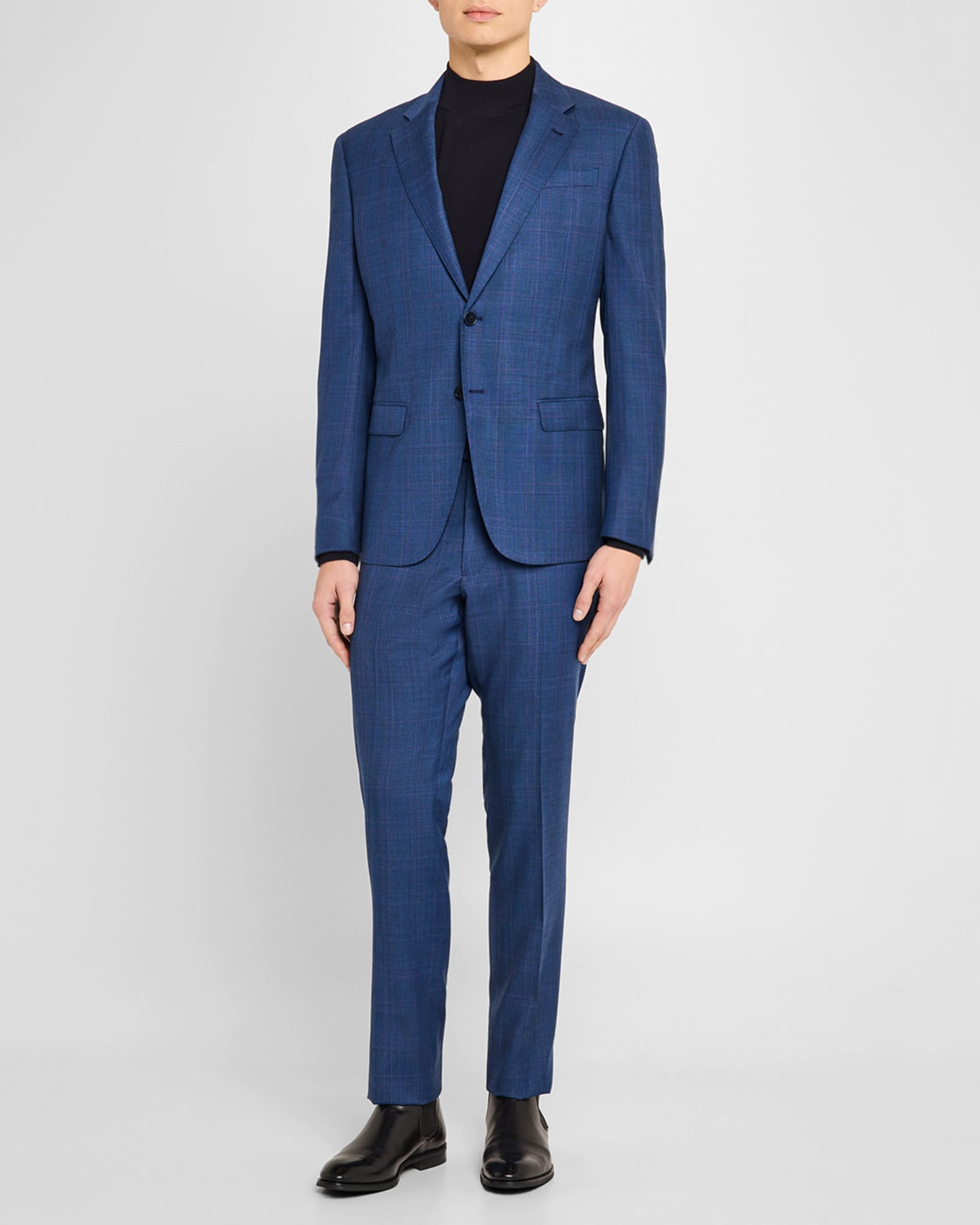 Emporio Armani Men's Micro-Plaid Wool-Blend Suit | Neiman Marcus
