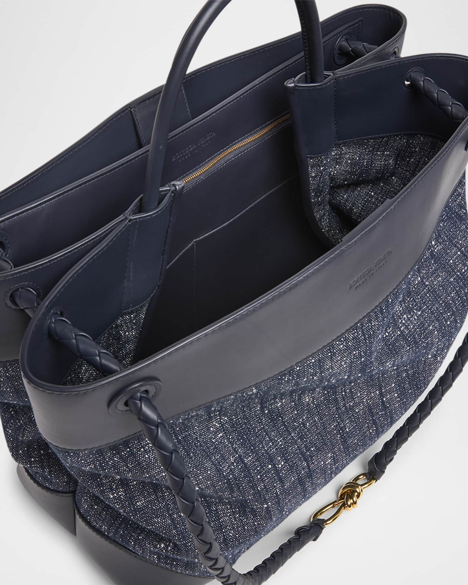 Bottega Veneta Large Andiamo Denim Boucle Crossbody Bag