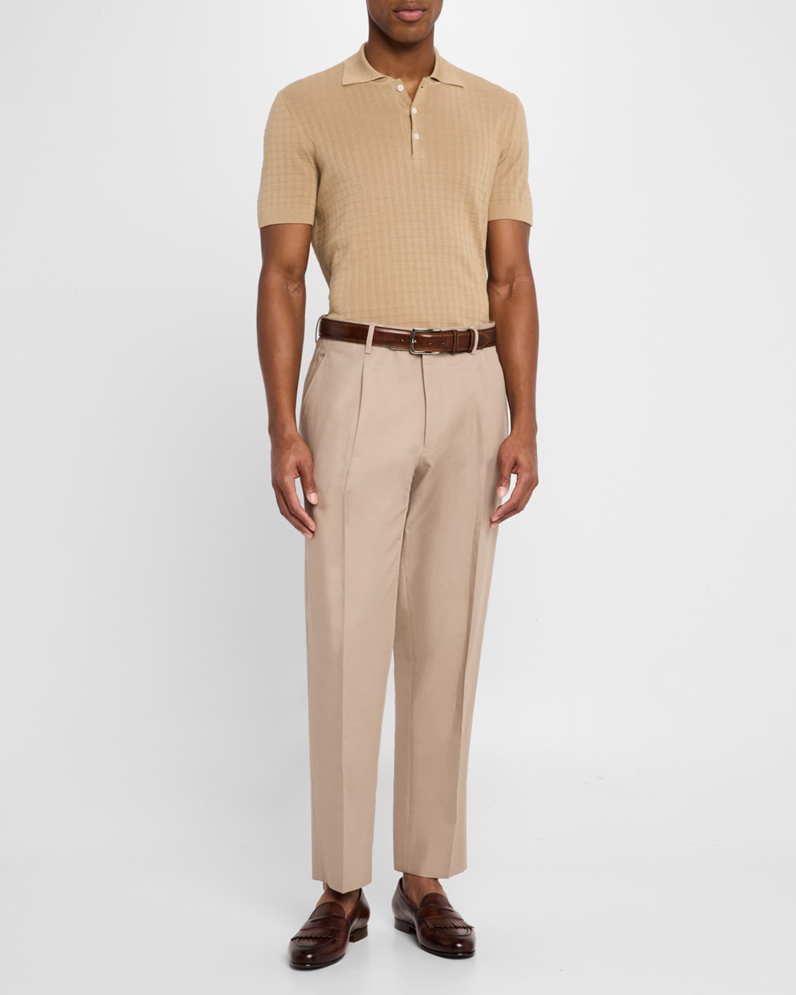 Men's Grid Jacquard Knit Polo 1