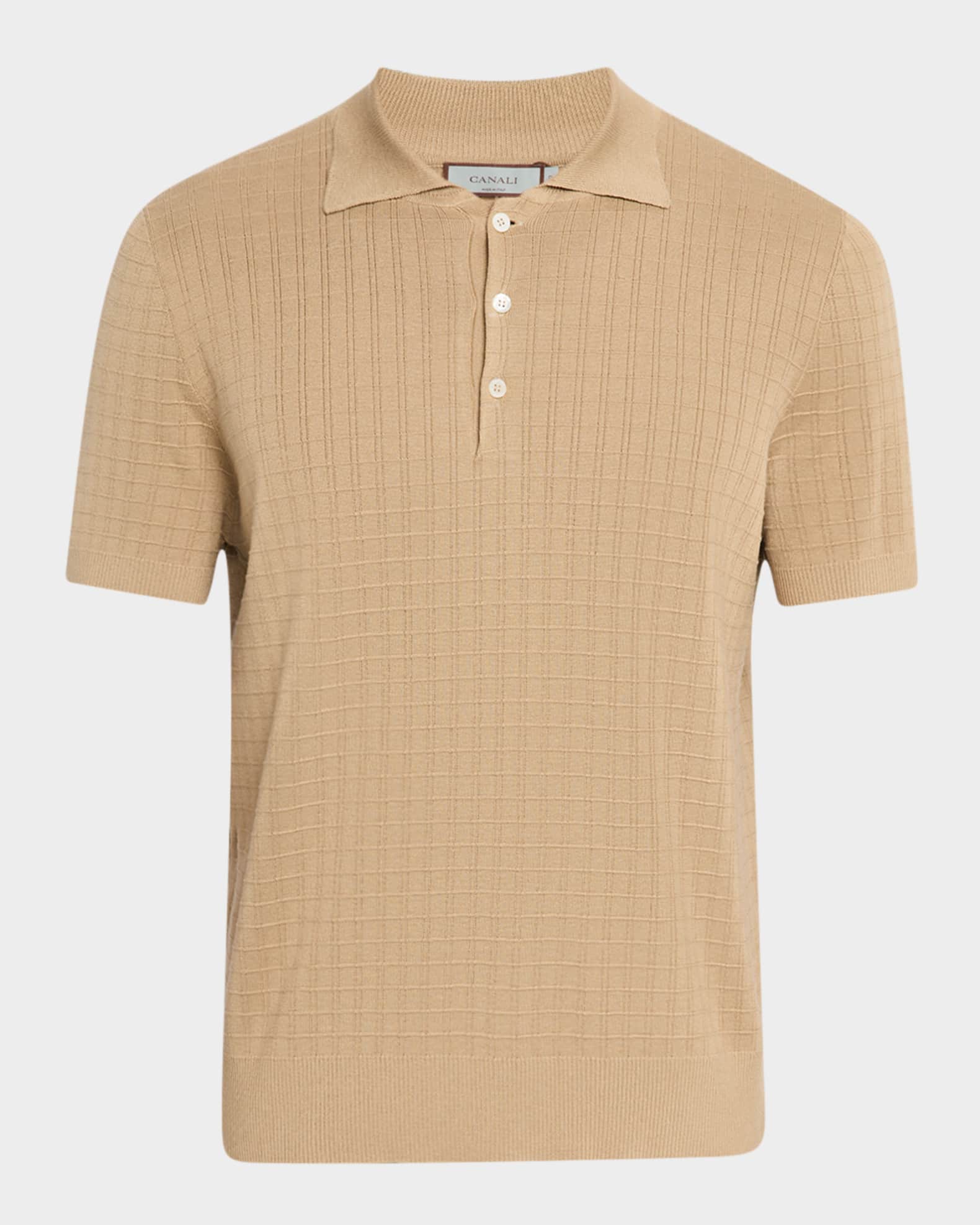 Men's Grid Jacquard Knit Polo 0