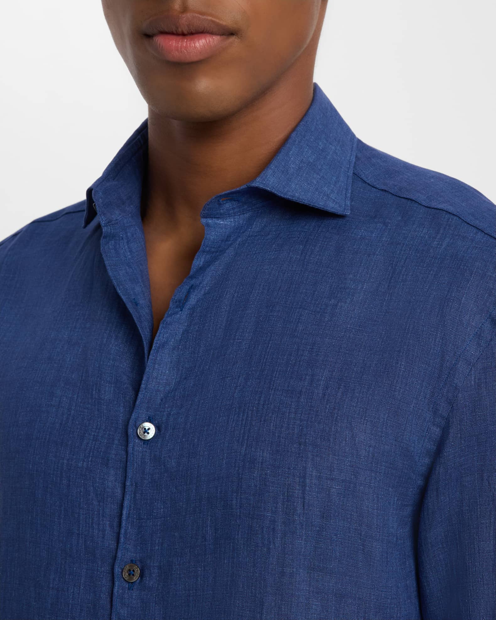 Canali Men's Linen Casual Button-Down Shirt | Neiman Marcus