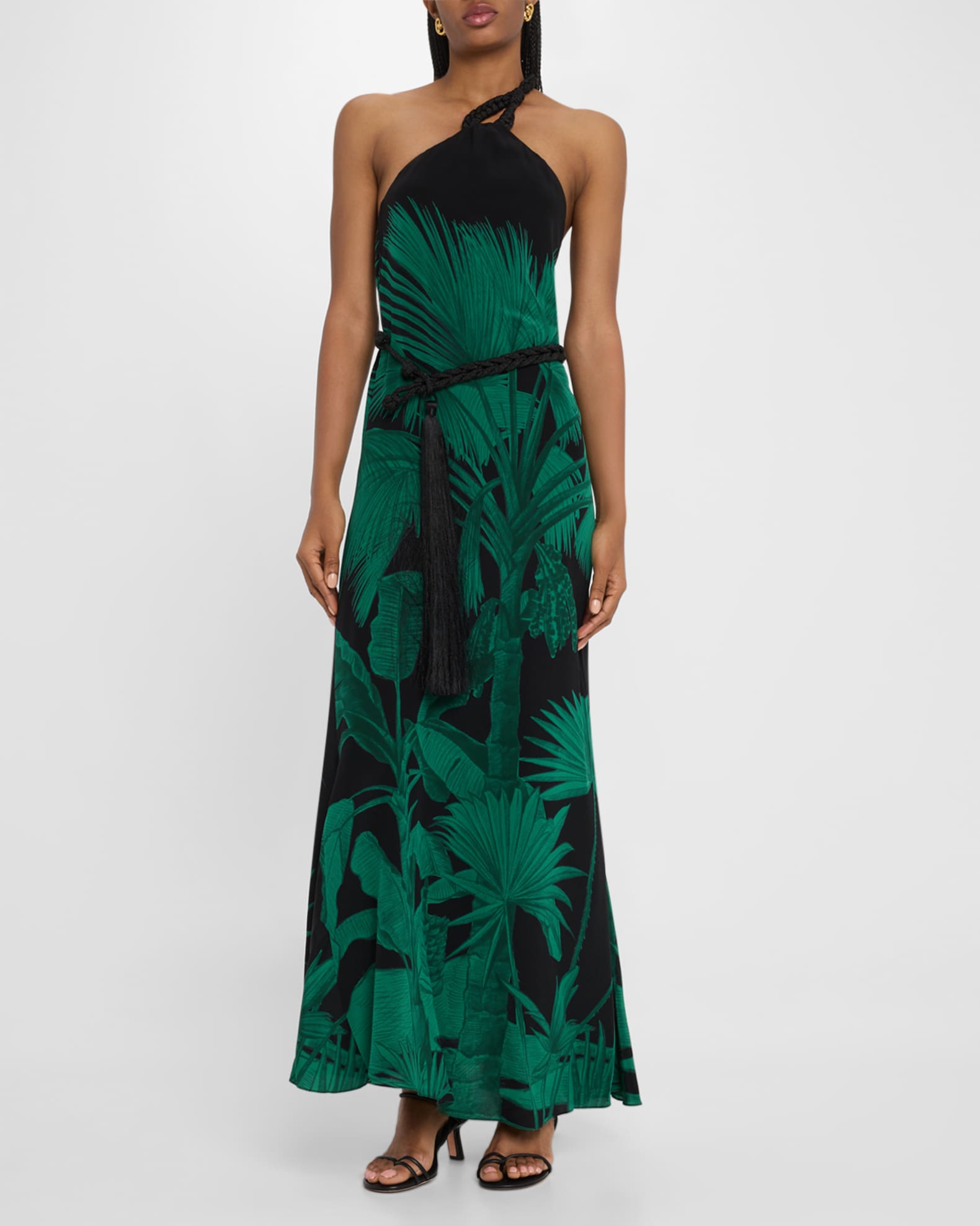 Banana Republic Banana Leaf Print Maxi Dress Mini Dress Green Tropical Palm  Print Dress The Lilith