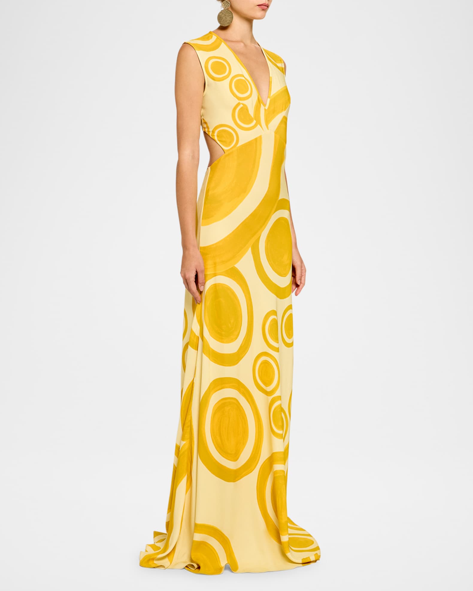Theros Cutout Circle-Print Silk Gown 1