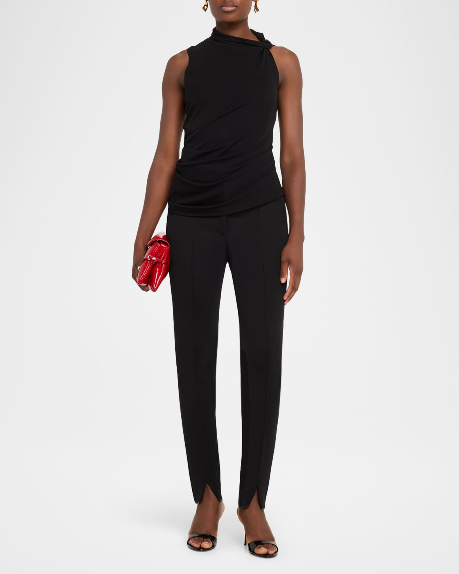 Twisted High-Neck Scuba Knit Tnak Top 1