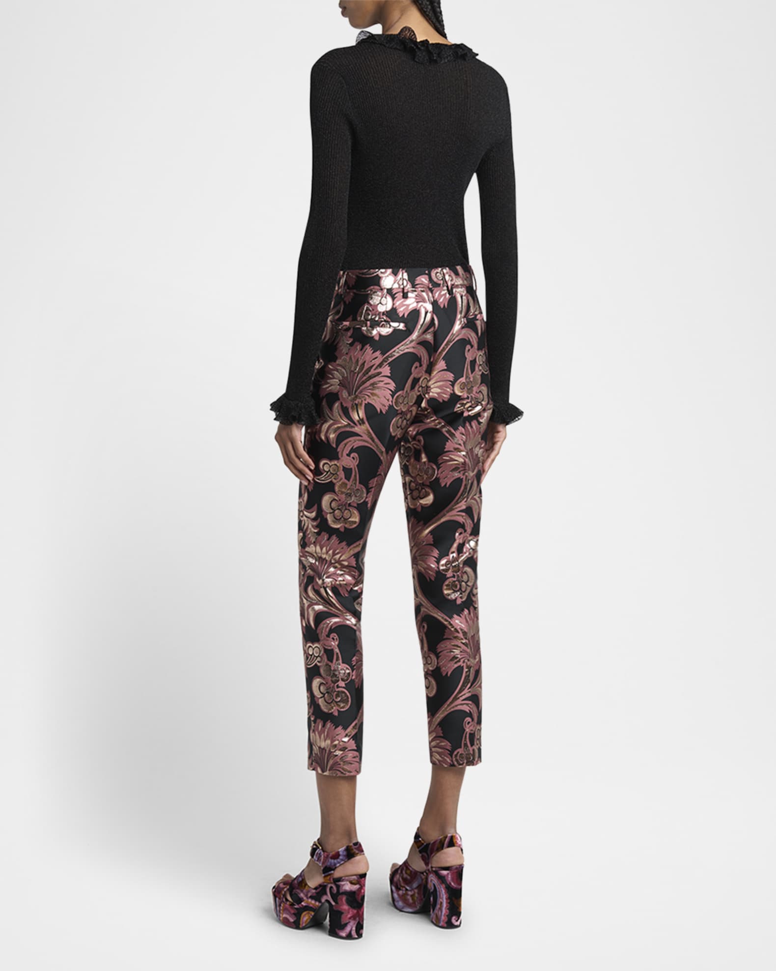 Etro Jacquard Tapered Leg Trousers | Neiman Marcus