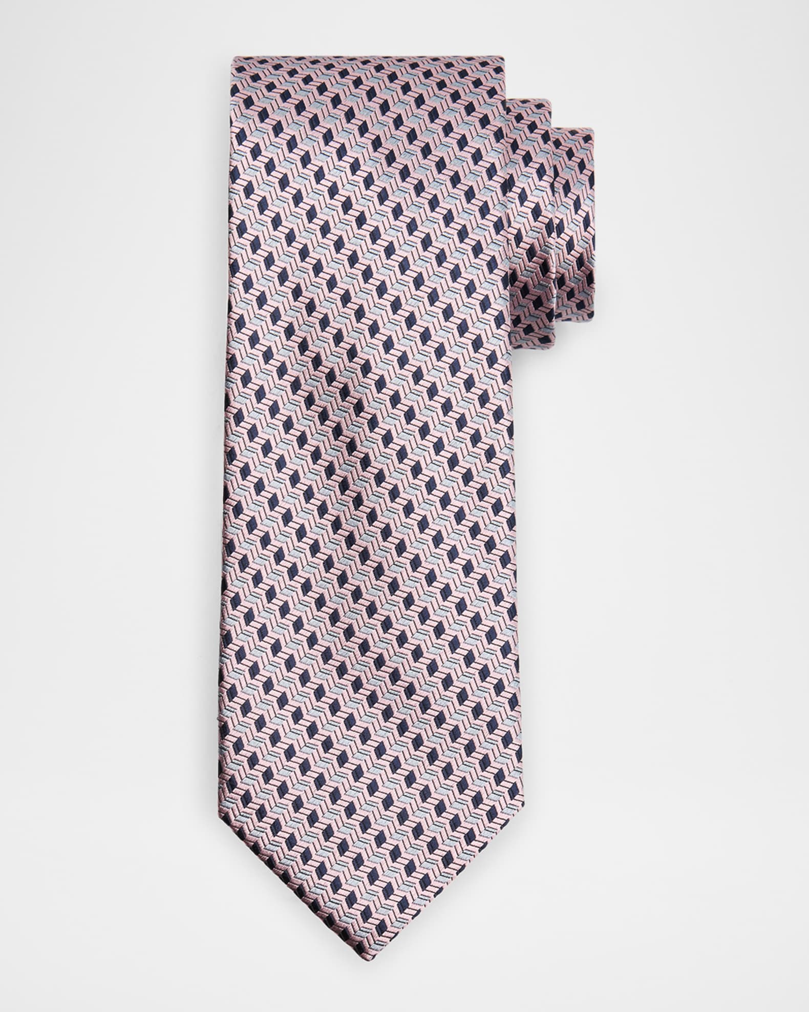 Men's Stepweave Geometric Silk Tie 0