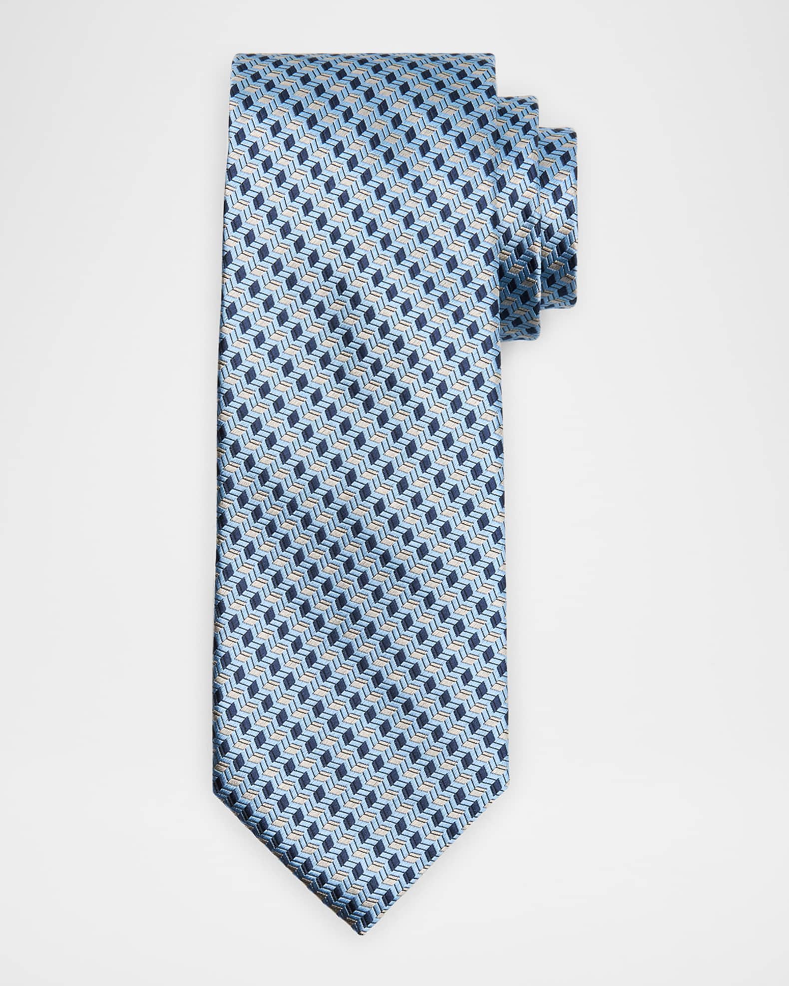 Men's Stepweave Geometric Silk Tie 0