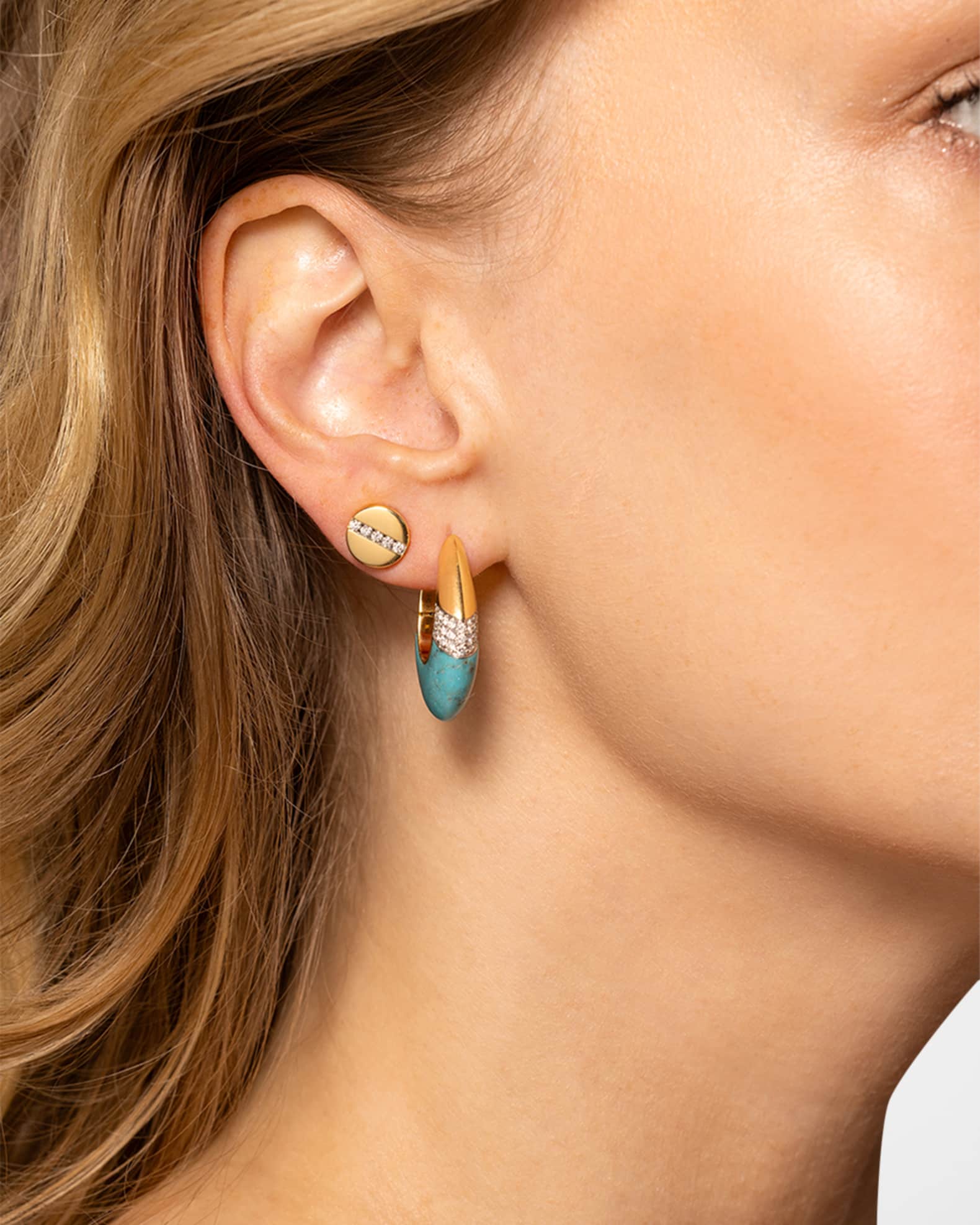 Emily P. Wheeler 18K Yellow Gold Nailhead Stud Earrings with Diamonds Neiman Marcus