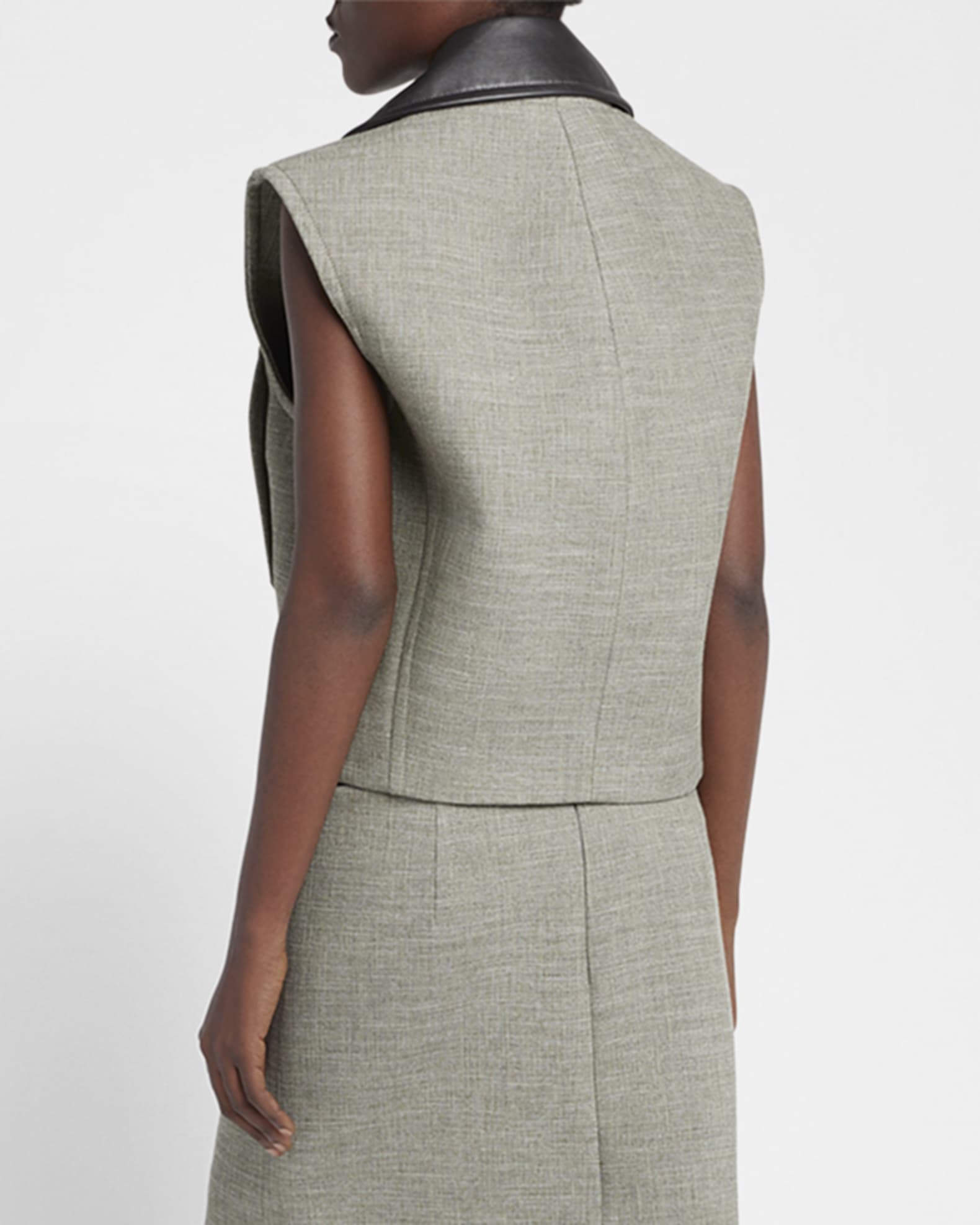 Bottega Veneta Leather-Collar Structured Melange Vest