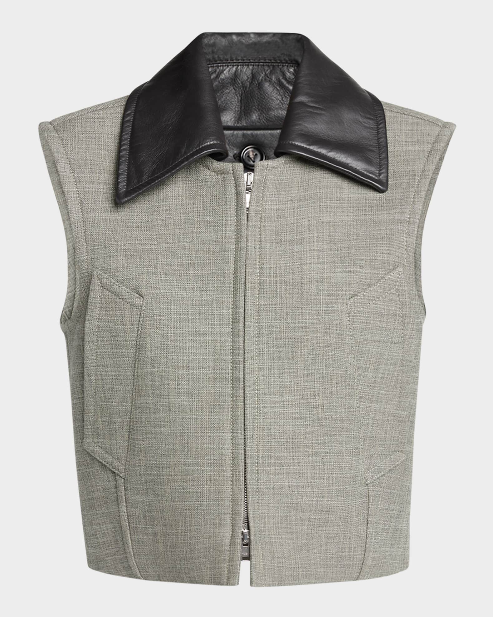 レザージャケット・コート BOTTEGA VENETA PADDED LEATHER VEST Bottega Veneta Shiny Leather Padded Vest in Bubblegum | FWRD