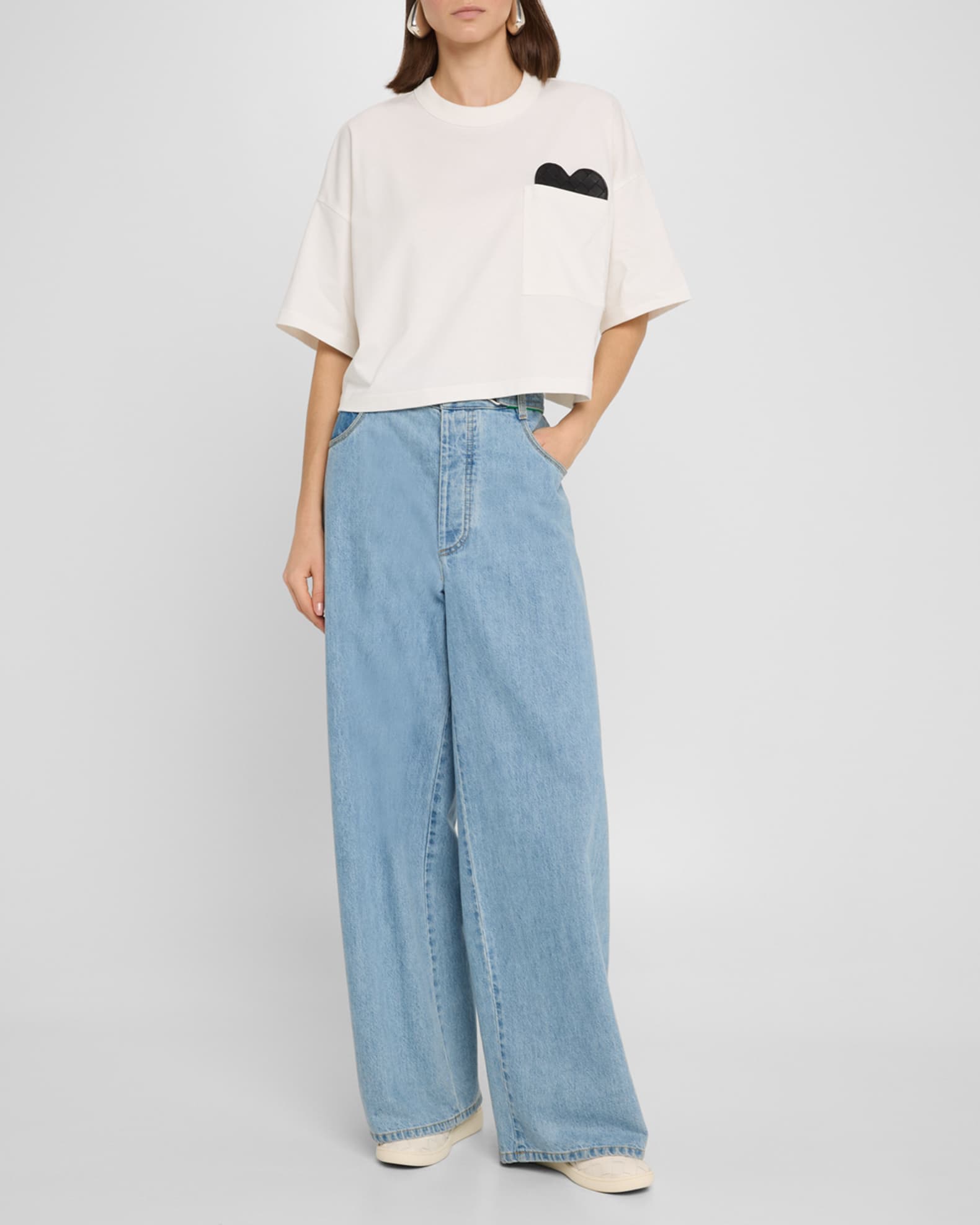 Heart Intrecciato Cropped Cotton Jersey T-Shirt  1