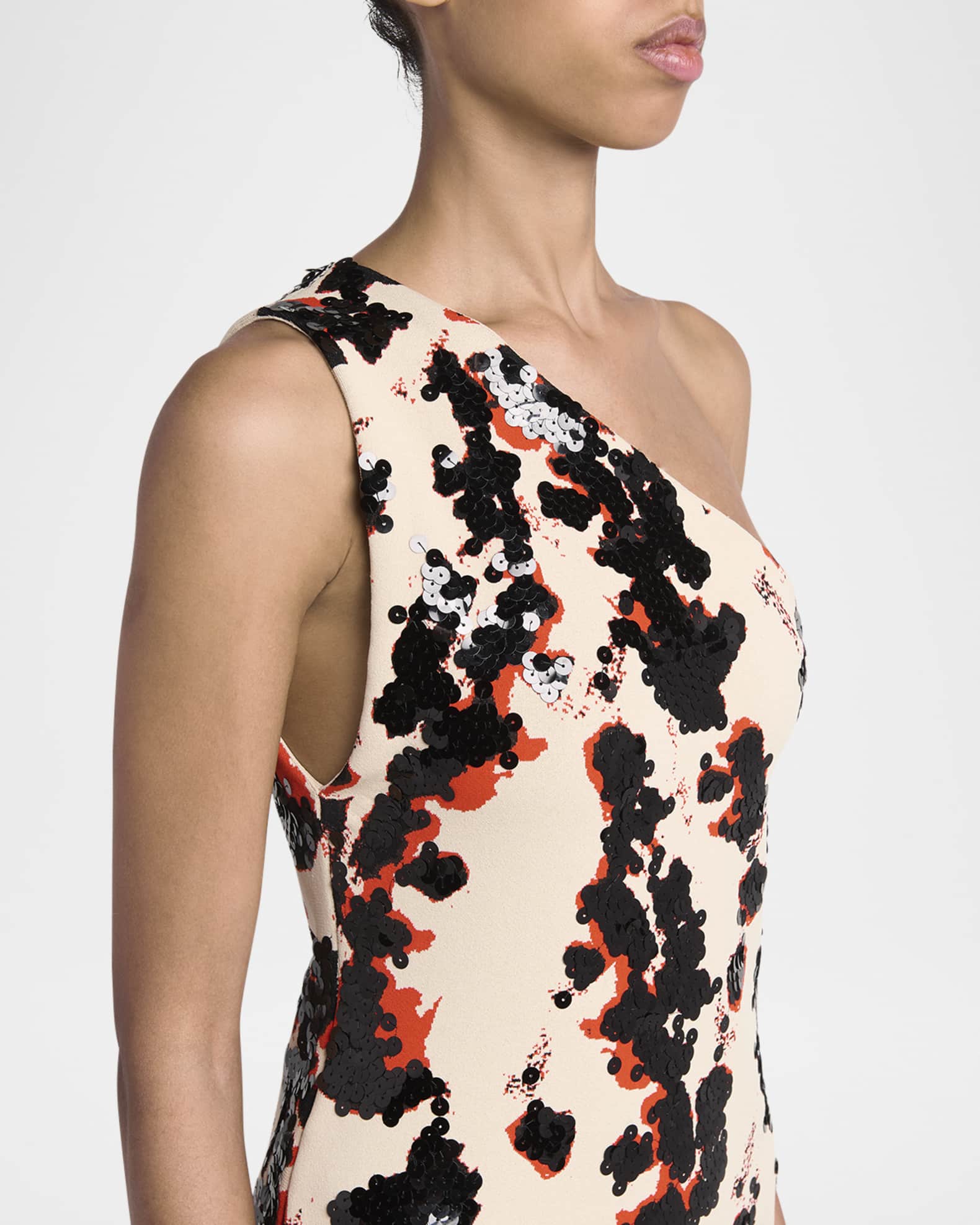 Bottega Veneta Printed One-Shoulder Sequined Compact Viscose