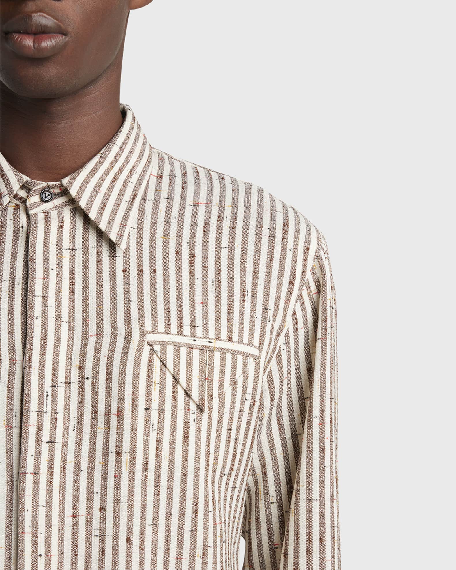 Bottega Veneta Men's Knotted Stripe Button-Down Shirt | Neiman Marcus