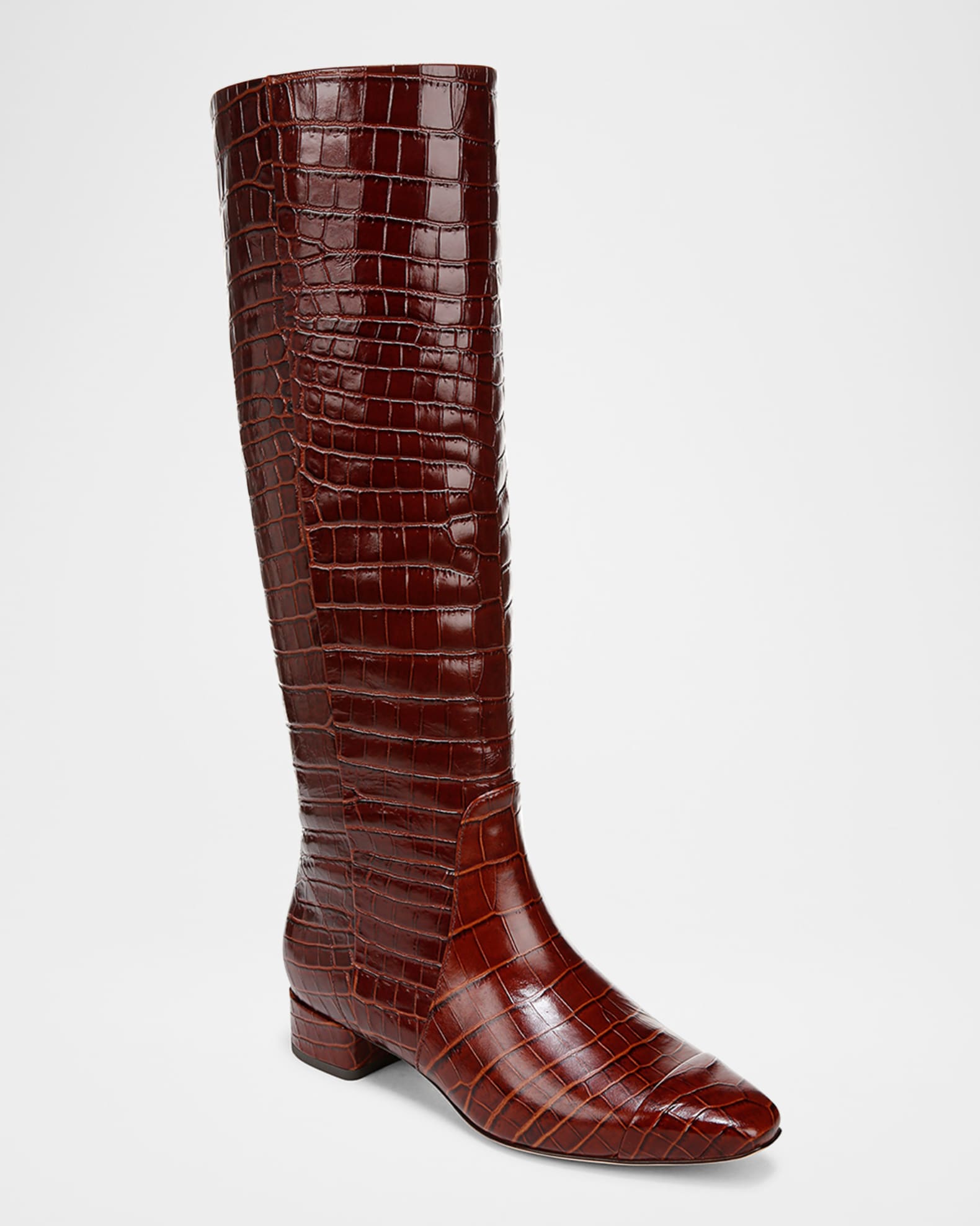Cecile Croc-Embossed Leather Knee High Boots 1