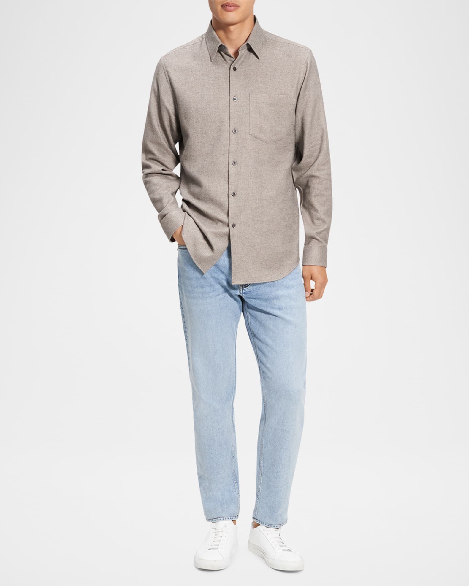 Men's Irving Twill Pocket Casual Button-Down Shirt 1