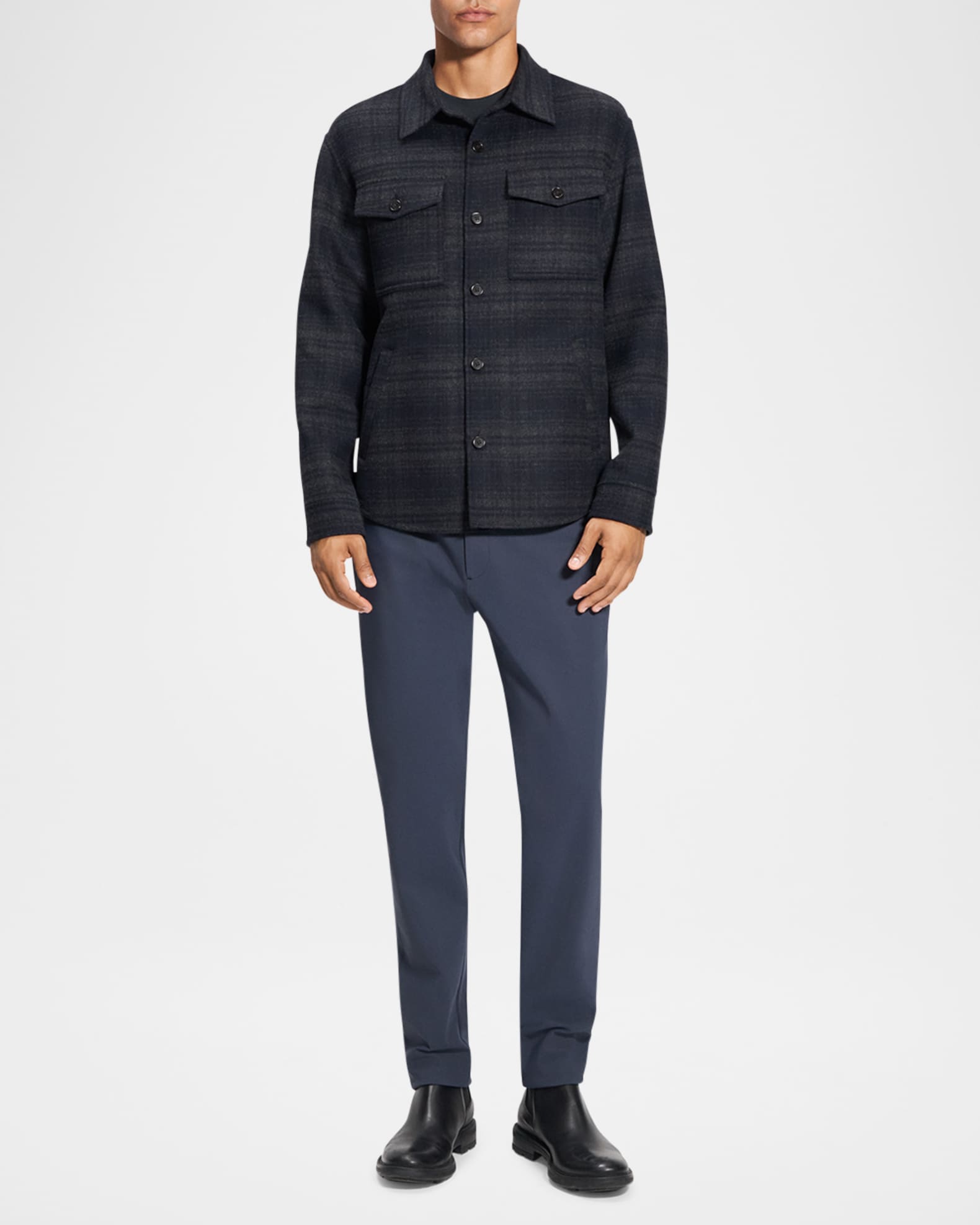 Men's Wool-Cashmere Plaid Overshirt 1