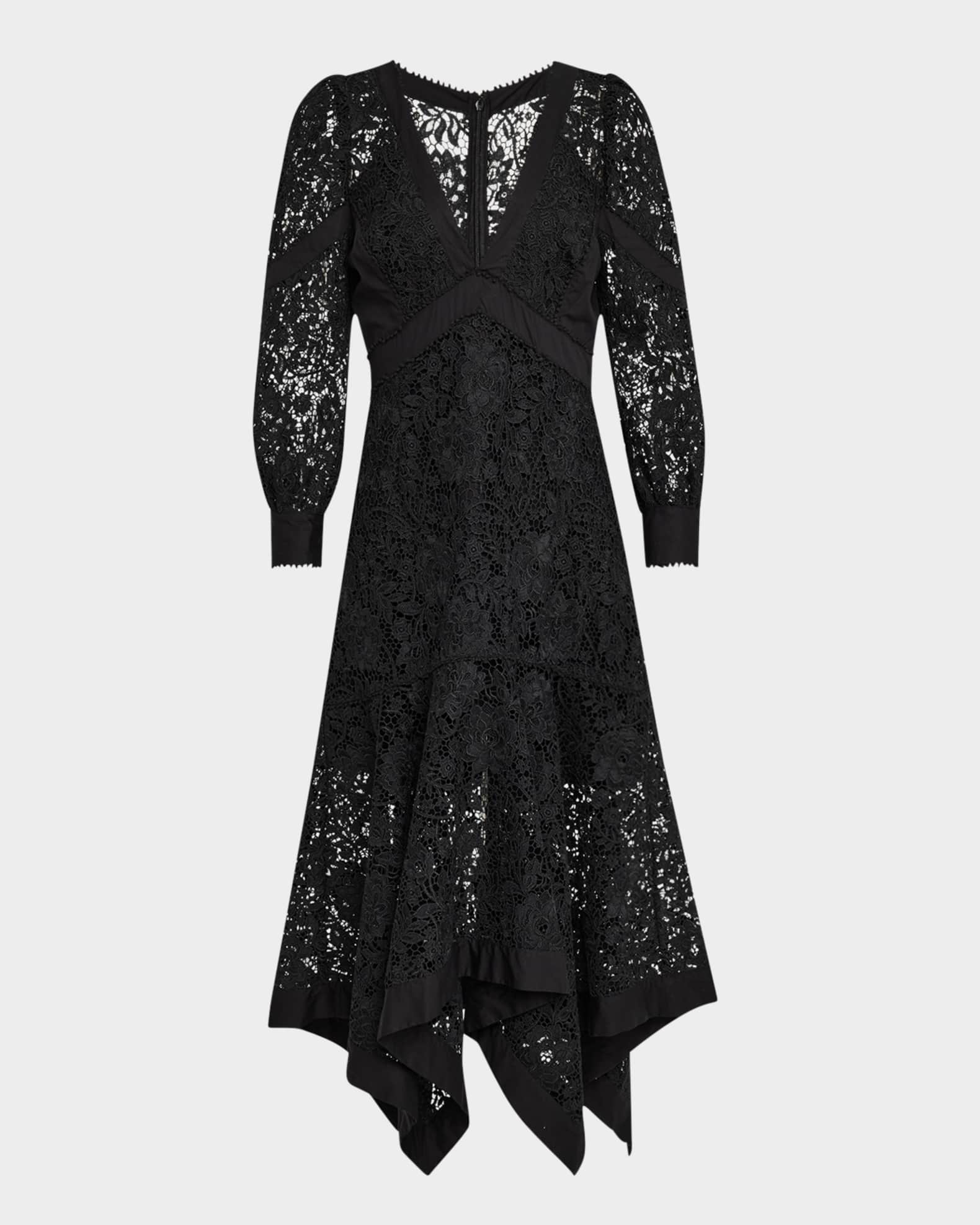 Handkerchief Floral Lace Midi Dress 0