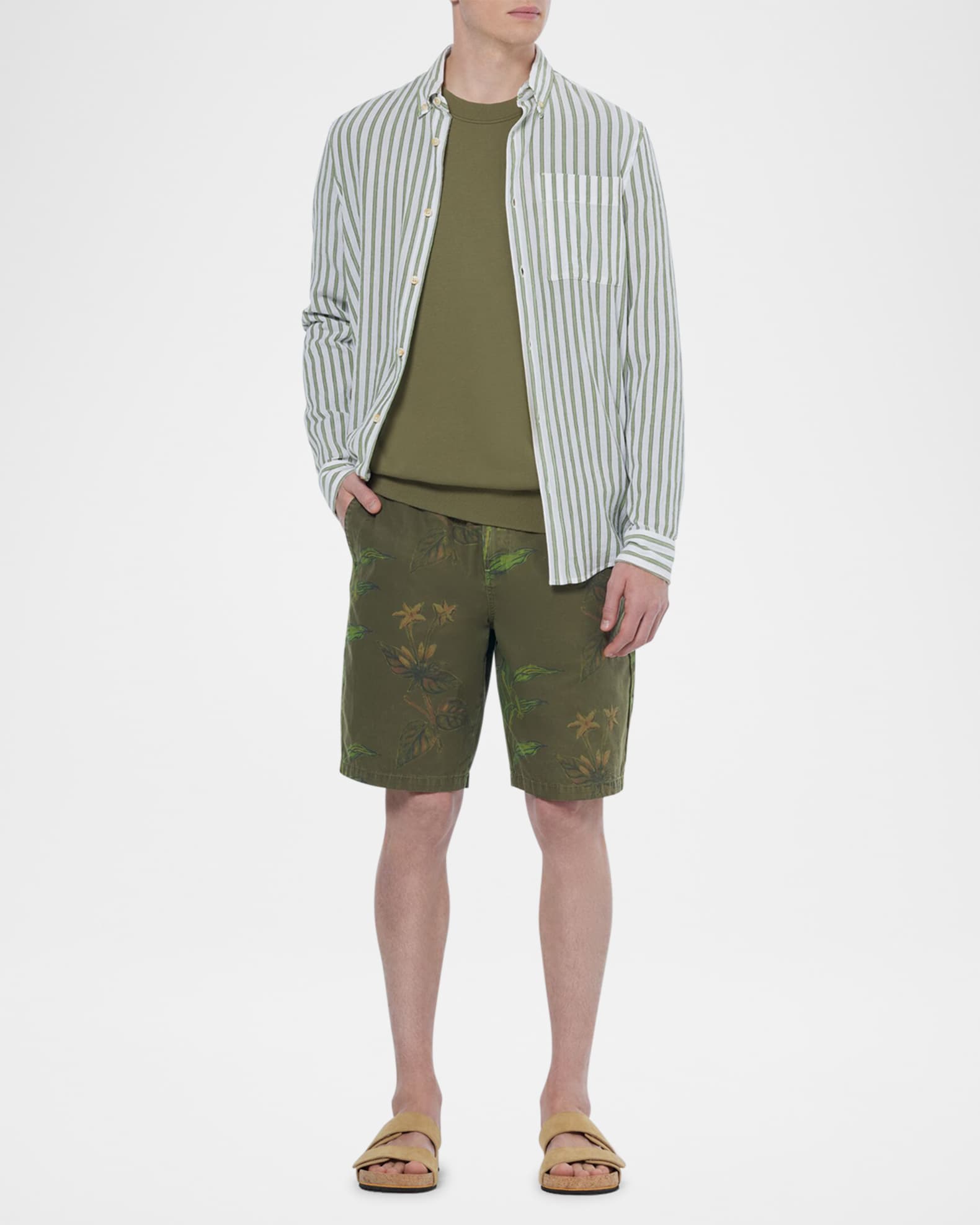 Men's Printed Cotton Relaxed-Fit Shorts 1