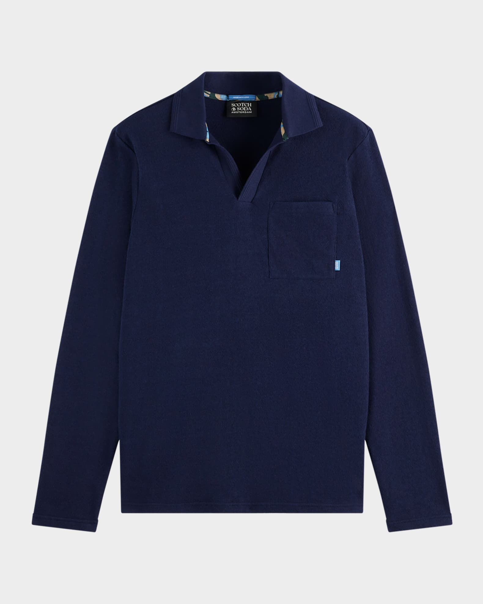 Men's Chest Pocket Long-Sleeve Polo Shirt 0