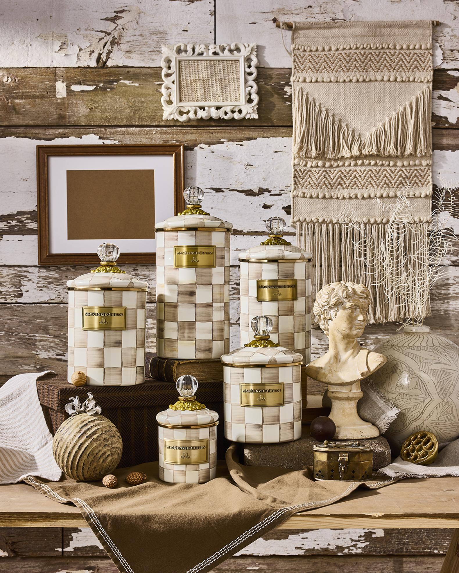 MacKenzie-Childs Mocha Check Small Canister | Neiman Marcus