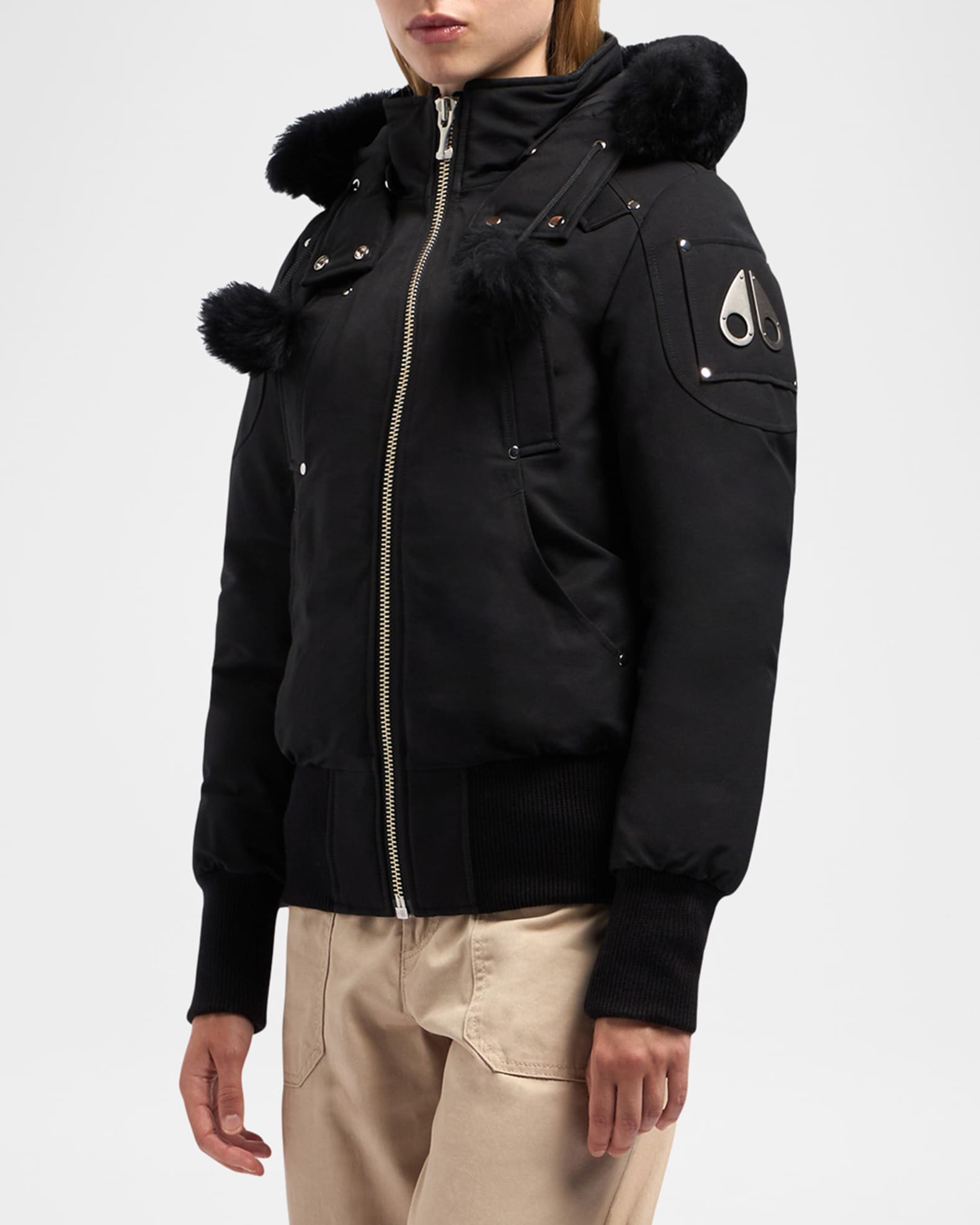 送料込!Moose Knuckles ムースナックルズ Debbie Bomber BK/WH Moose Knuckles Debbie Bomber Jacket Womens Style : Mk2002lb