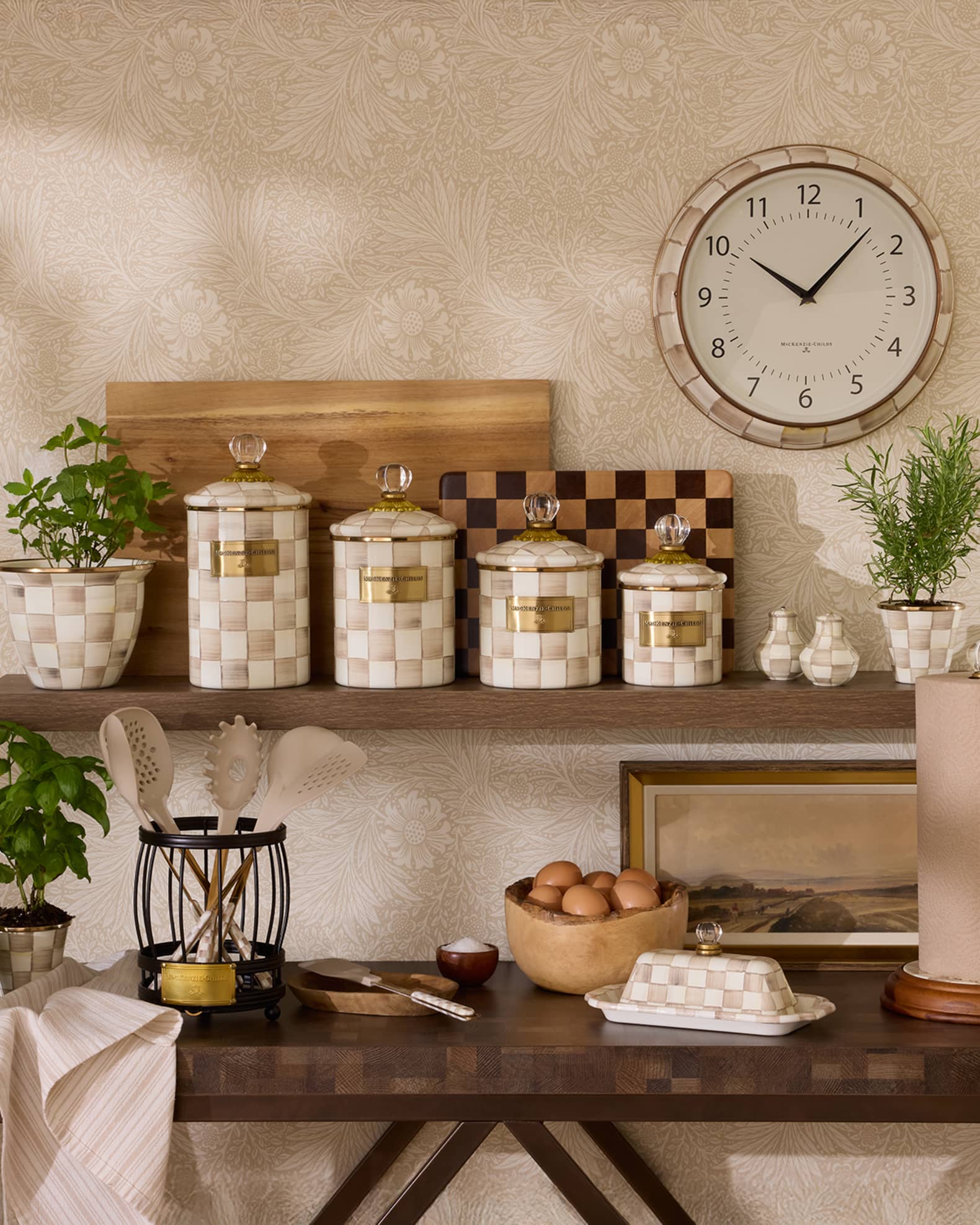 Mocha Check Salt & Pepper Shakers 1