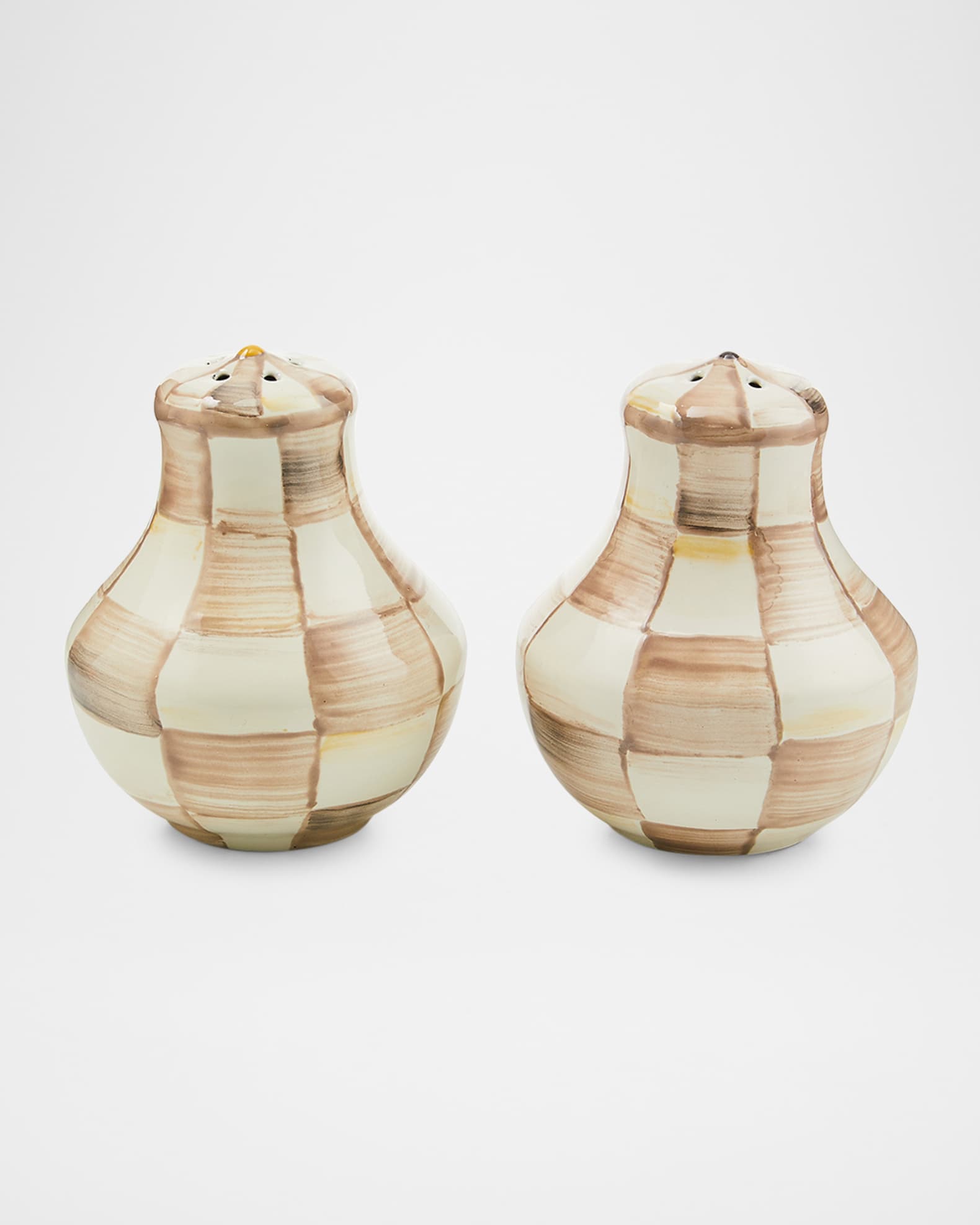 Mocha Check Salt & Pepper Shakers 0