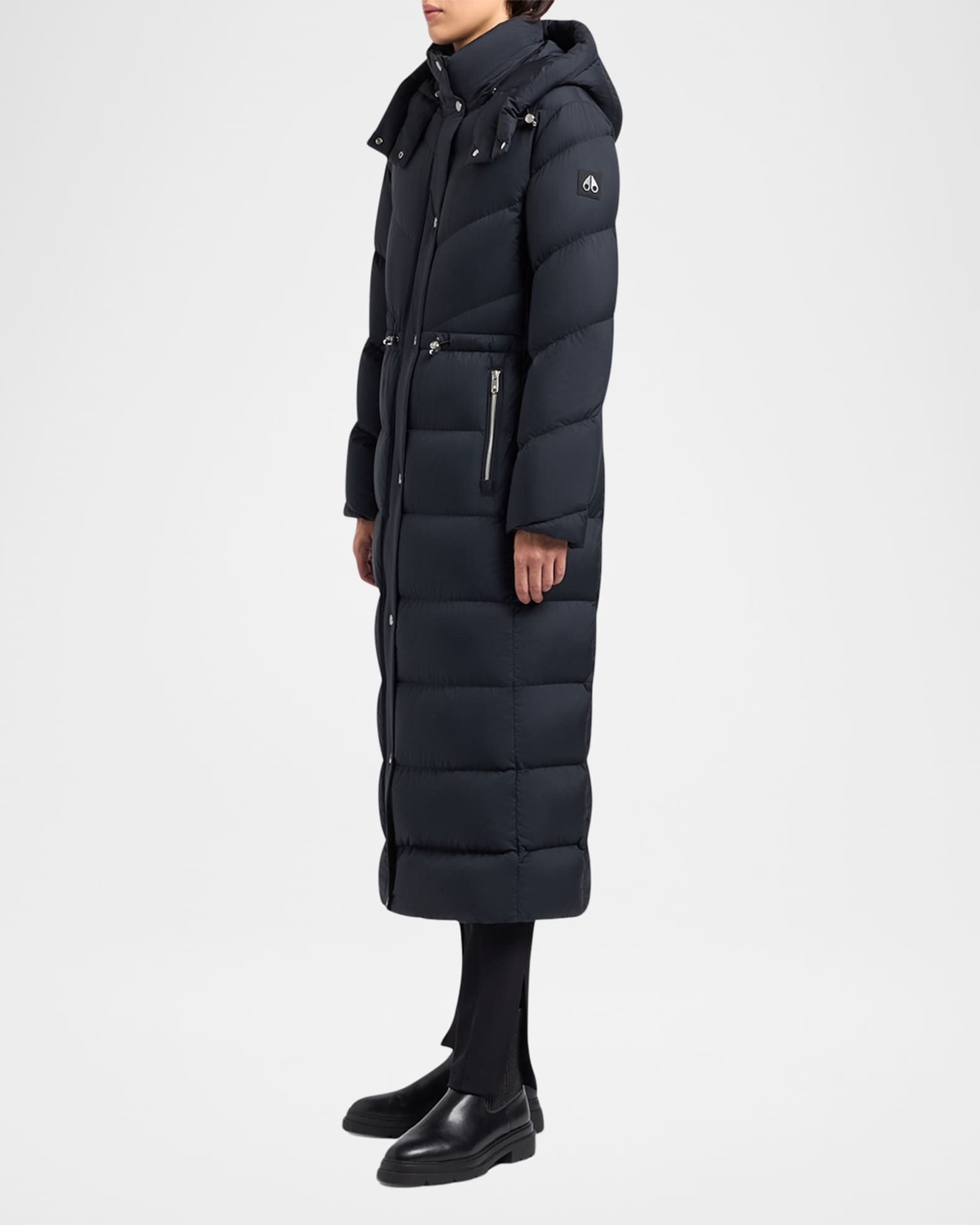 Belle Long Down Puffer Coat with Removable Hood