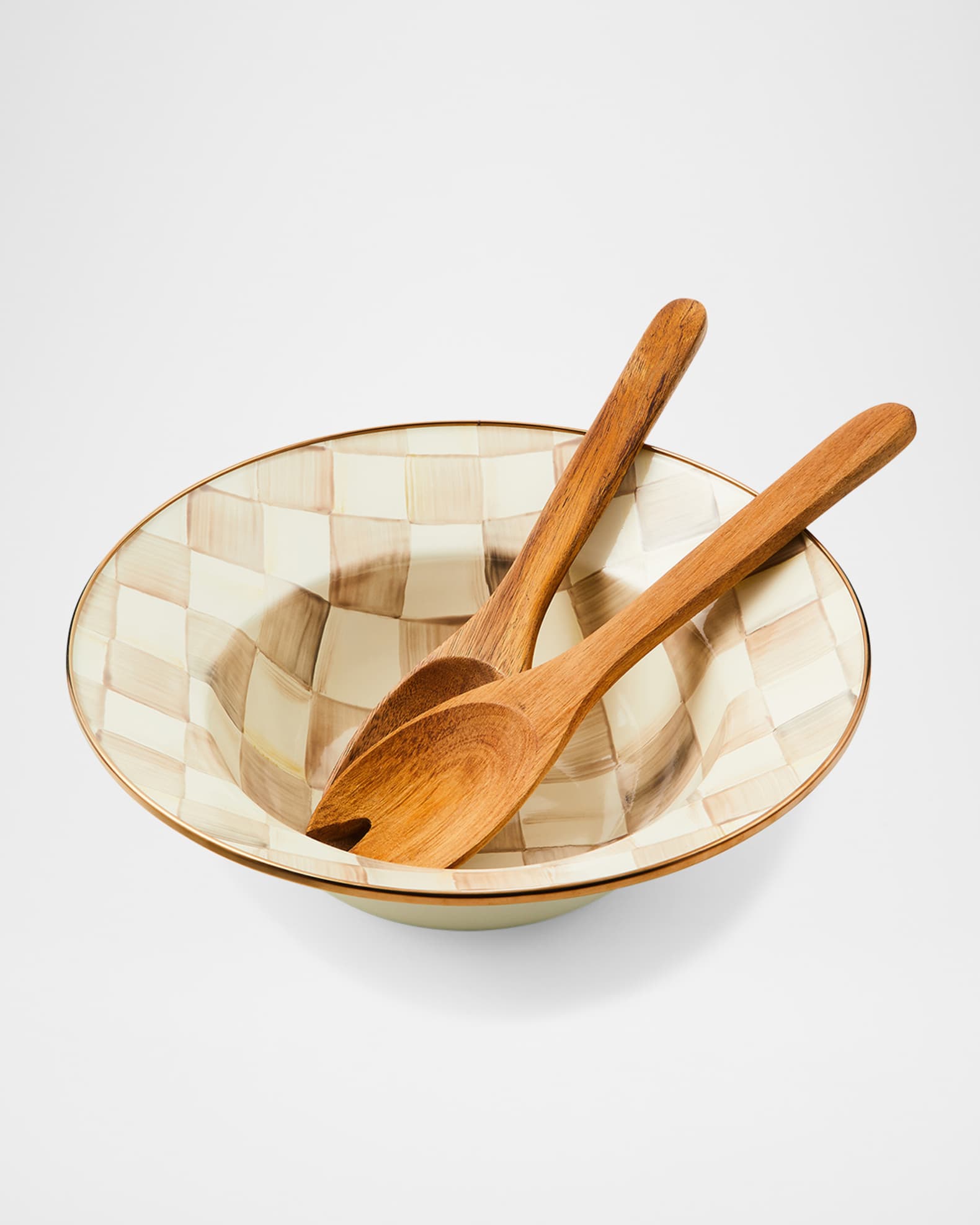 Mocha Check Salad Serving Set 1
