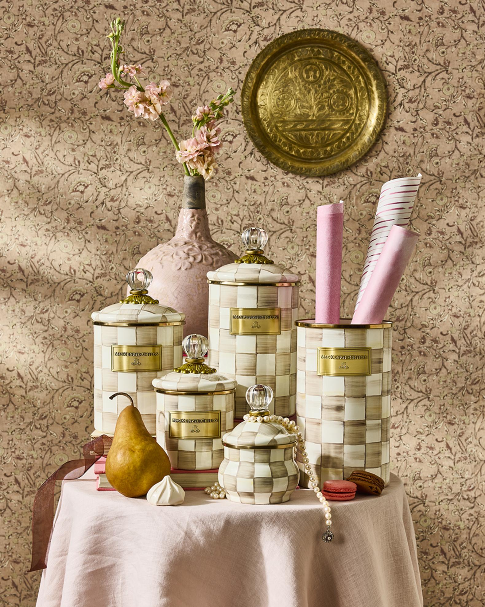 MacKenzie-Childs Mocha Check Medium Canister | Neiman Marcus