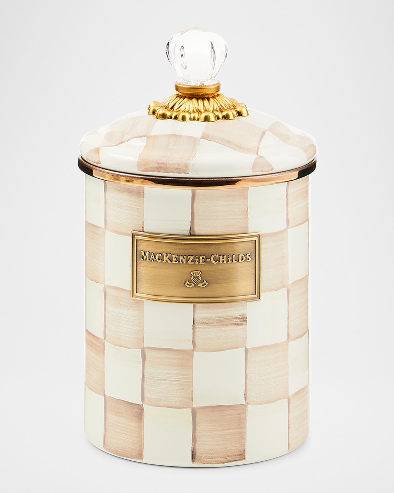 MacKenzie-Childs Mocha Check Medium Canister | Neiman Marcus