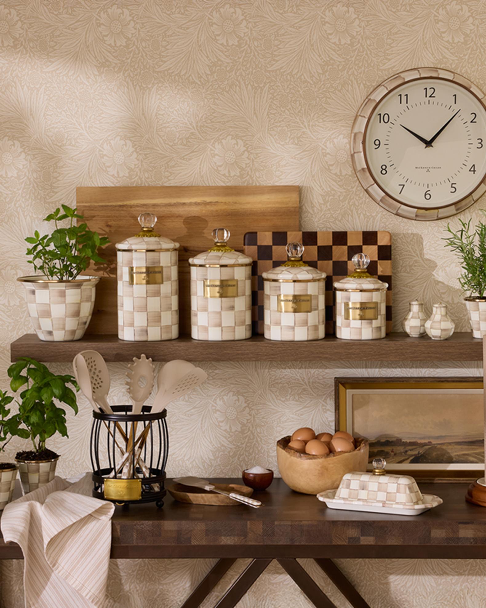 Mocha Check Canisters | Neiman Marcus