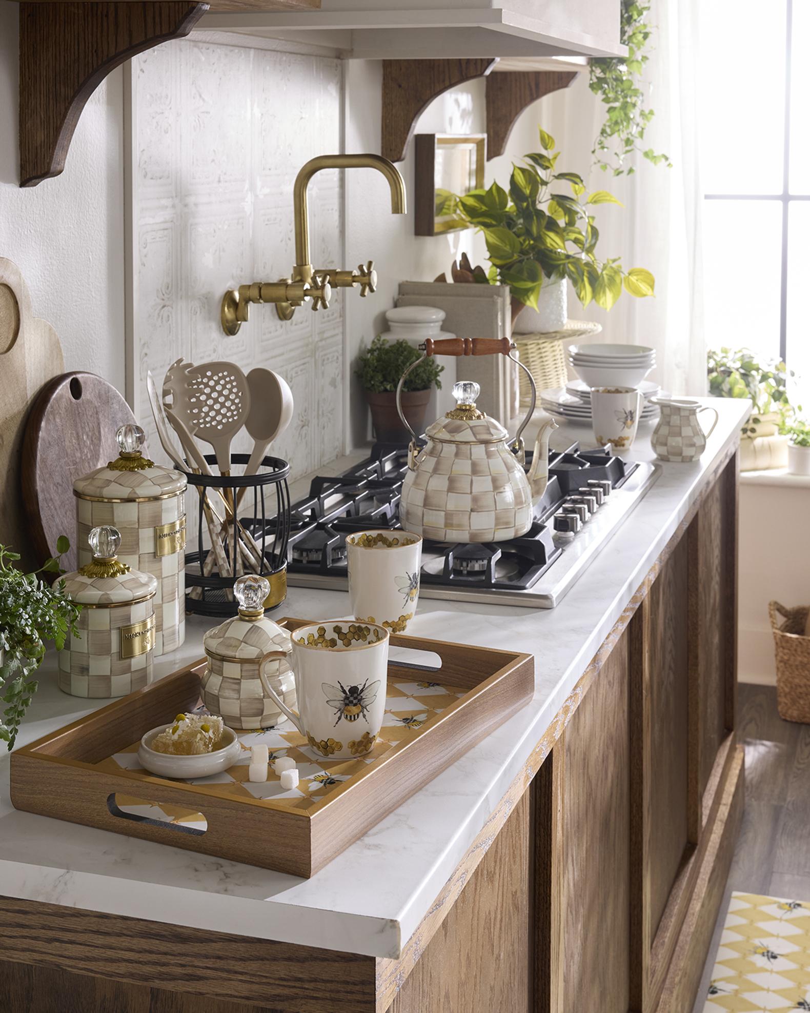 Mocha Check Canisters | Neiman Marcus