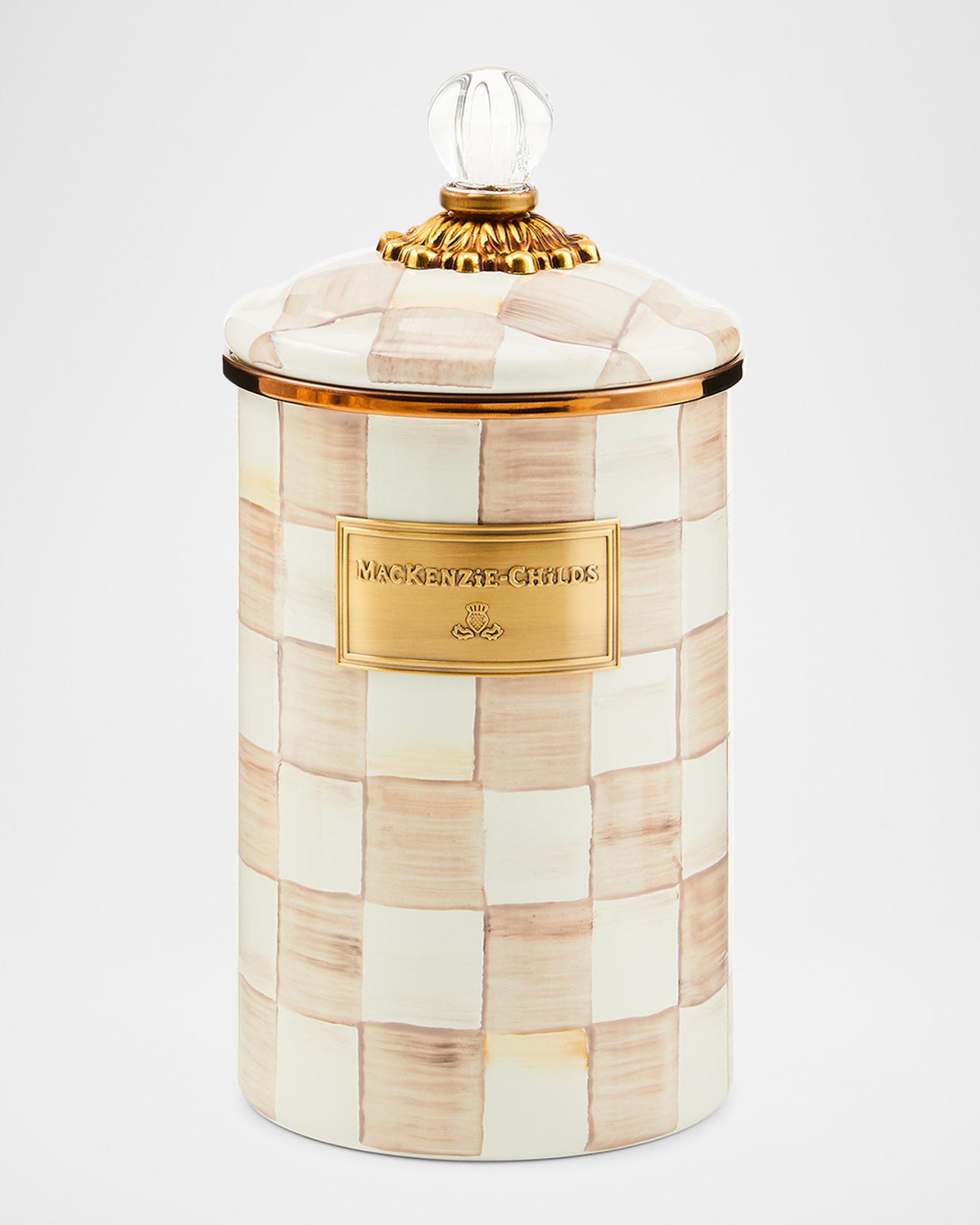 Mocha Check Canisters | Neiman Marcus