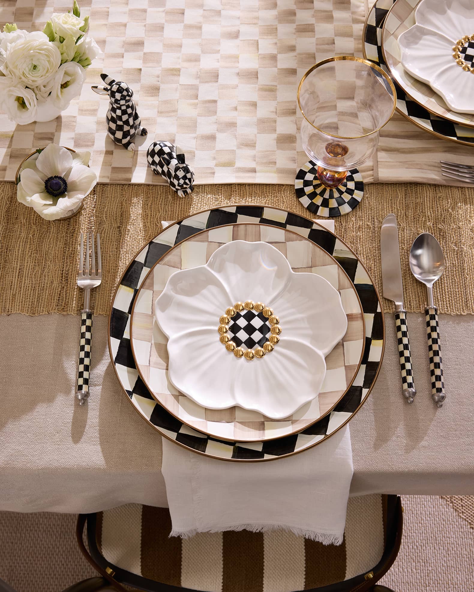 MacKenzie-Childs Mocha Check Dinner Plate | Neiman Marcus