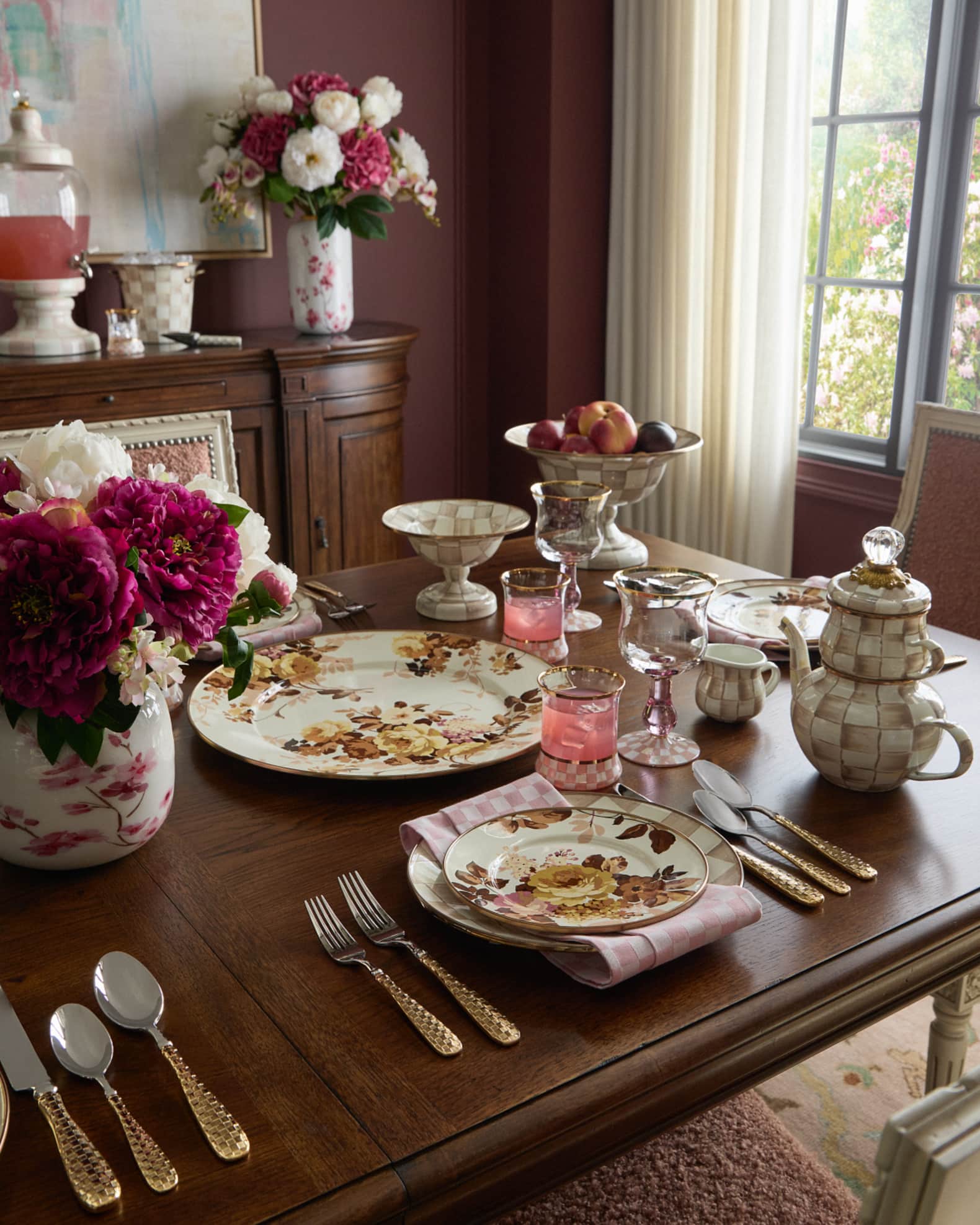 MacKenzie-Childs Mocha Check Dinner Plate | Neiman Marcus