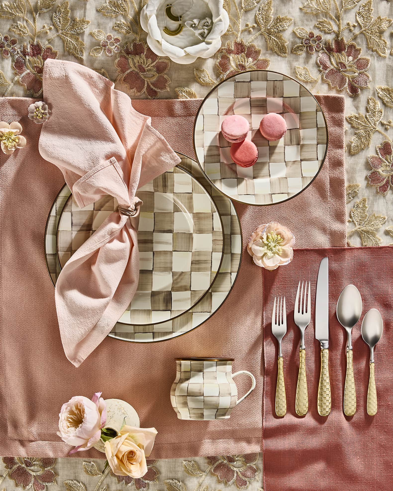 MacKenzie-Childs Mocha Check Dinner Plate | Neiman Marcus