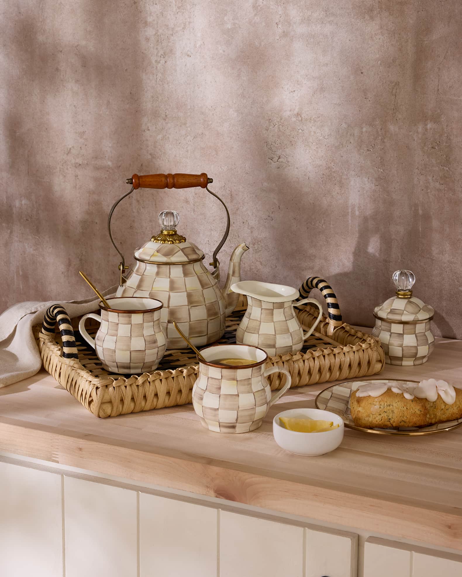 Mocha Check Lidded Sugar Bowl 1