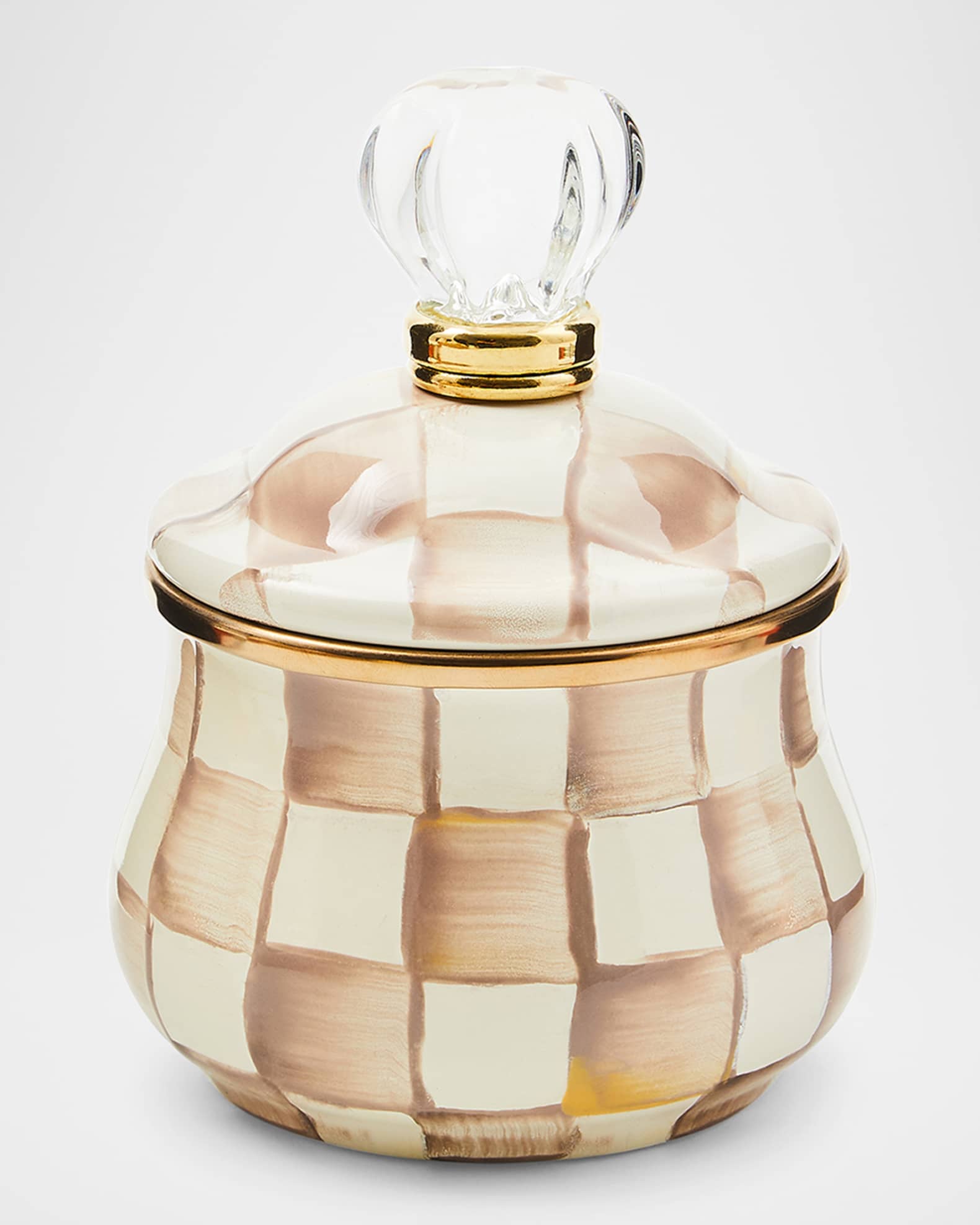 Mocha Check Lidded Sugar Bowl 0