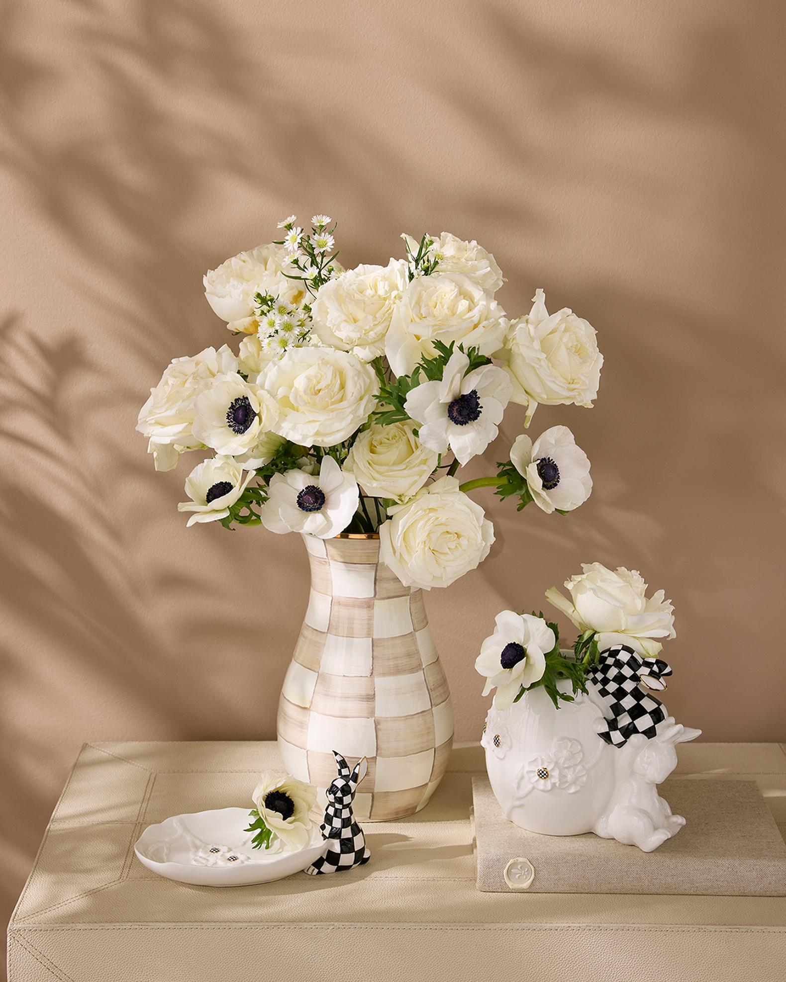 MacKenzie-Childs Mocha Check Tall Vase | Neiman Marcus